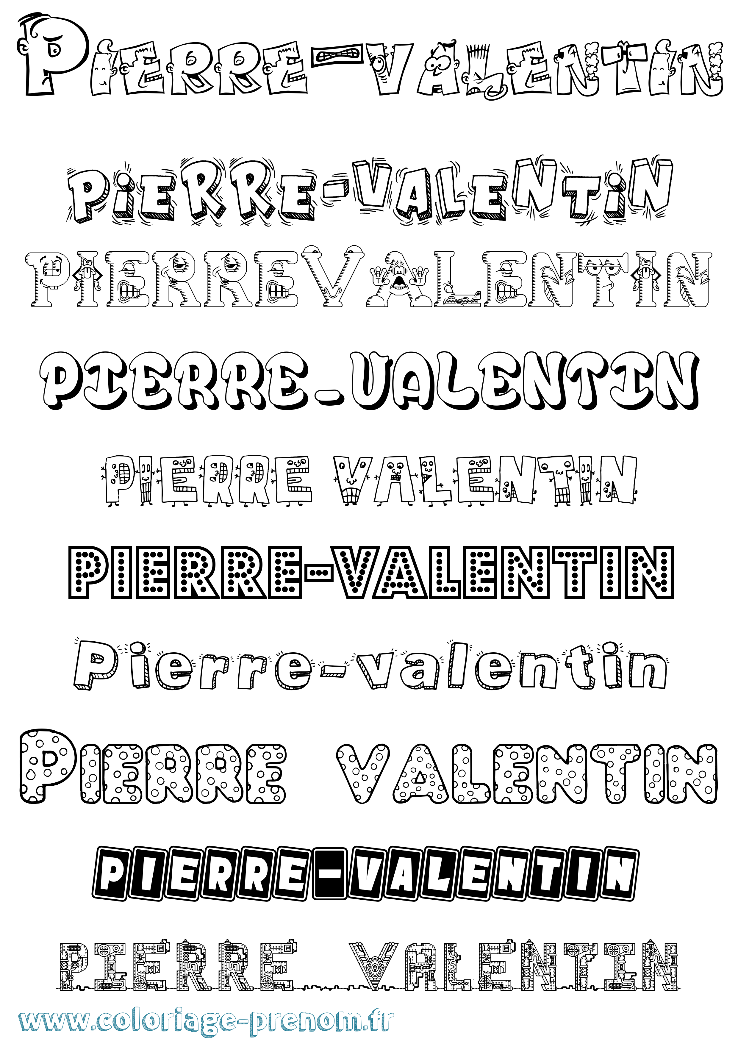 Coloriage Pierre-Valentin Fun Coloriage prénom Pierre-Valentin Fun