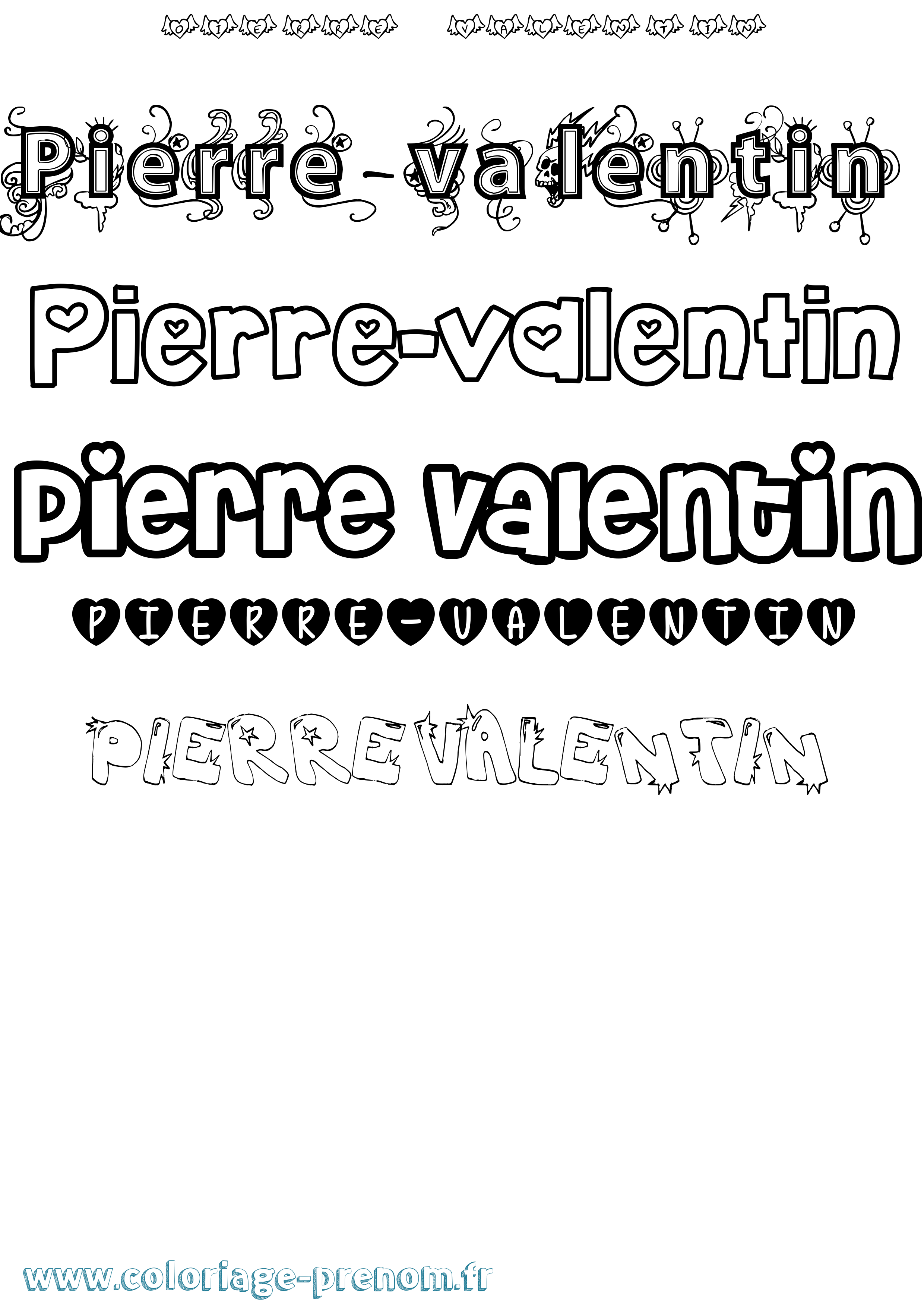 Coloriage Pierre-Valentin Girly Coloriage prénom Pierre-Valentin Girly