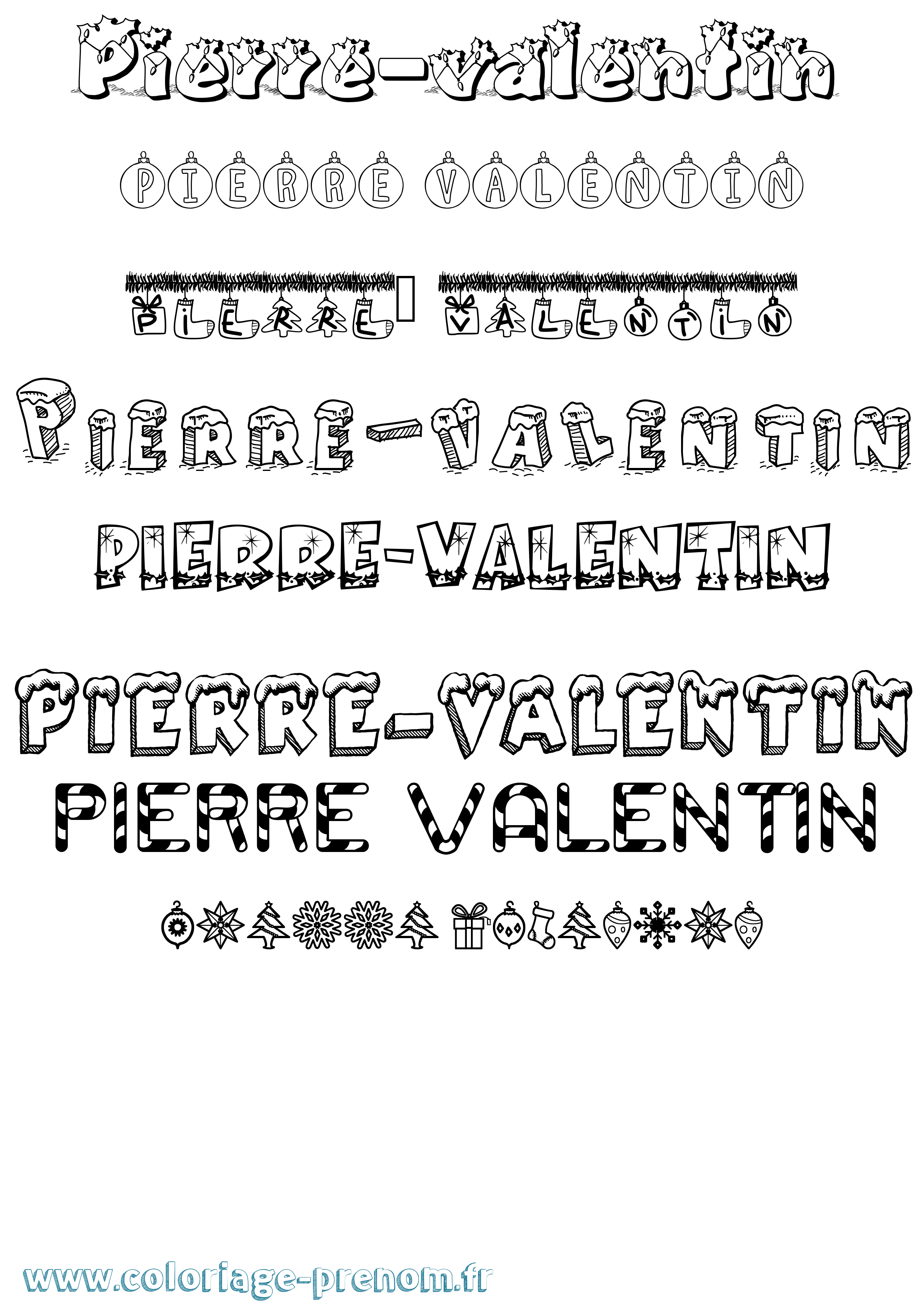 Coloriage Pierre-Valentin Noël Coloriage prénom Pierre-Valentin Noël