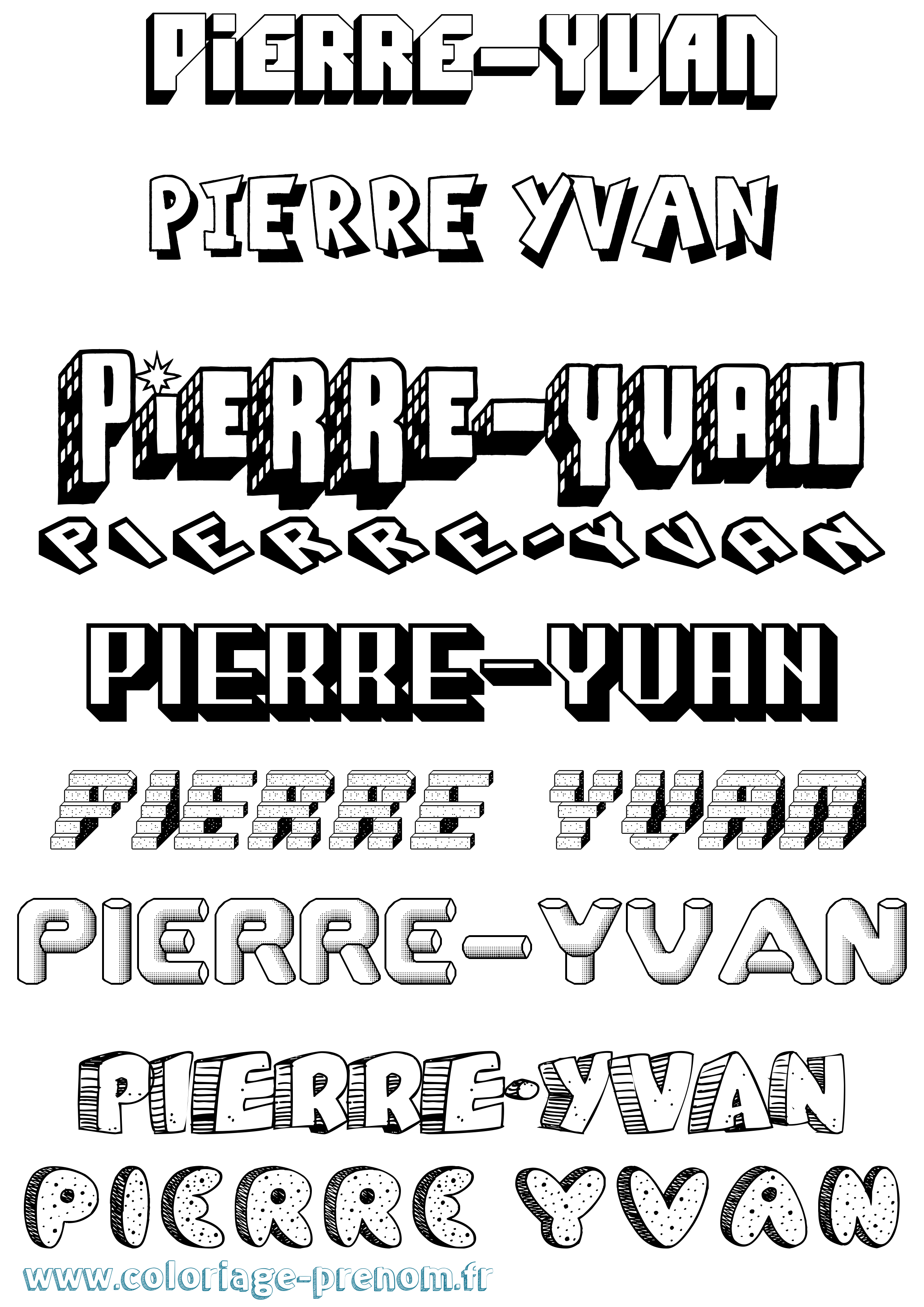 Coloriage Pierre-Yvan Effet 3D Coloriage prénom Pierre-Yvan Effet 3D