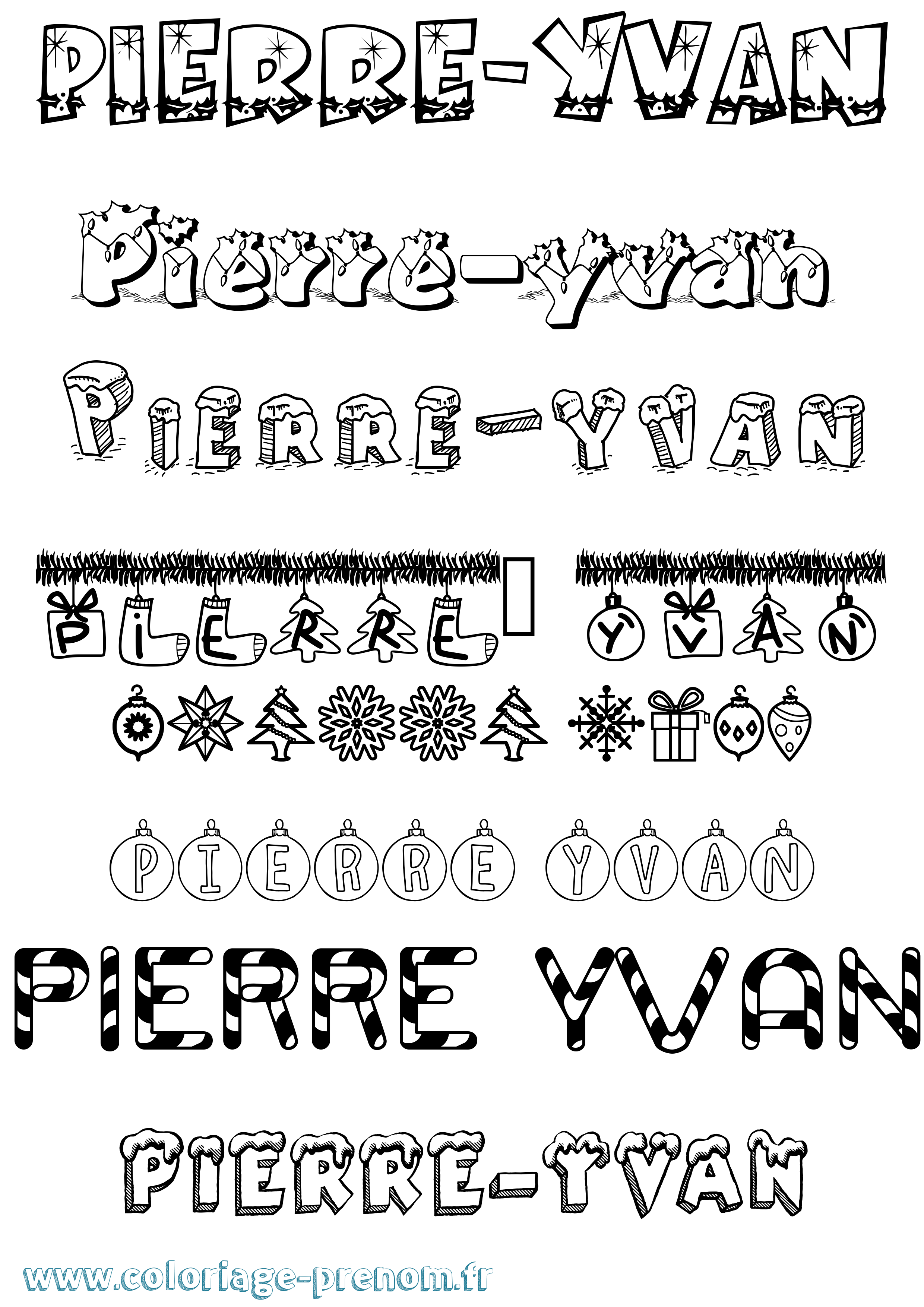 Coloriage Pierre-Yvan Noël Coloriage prénom Pierre-Yvan Noël
