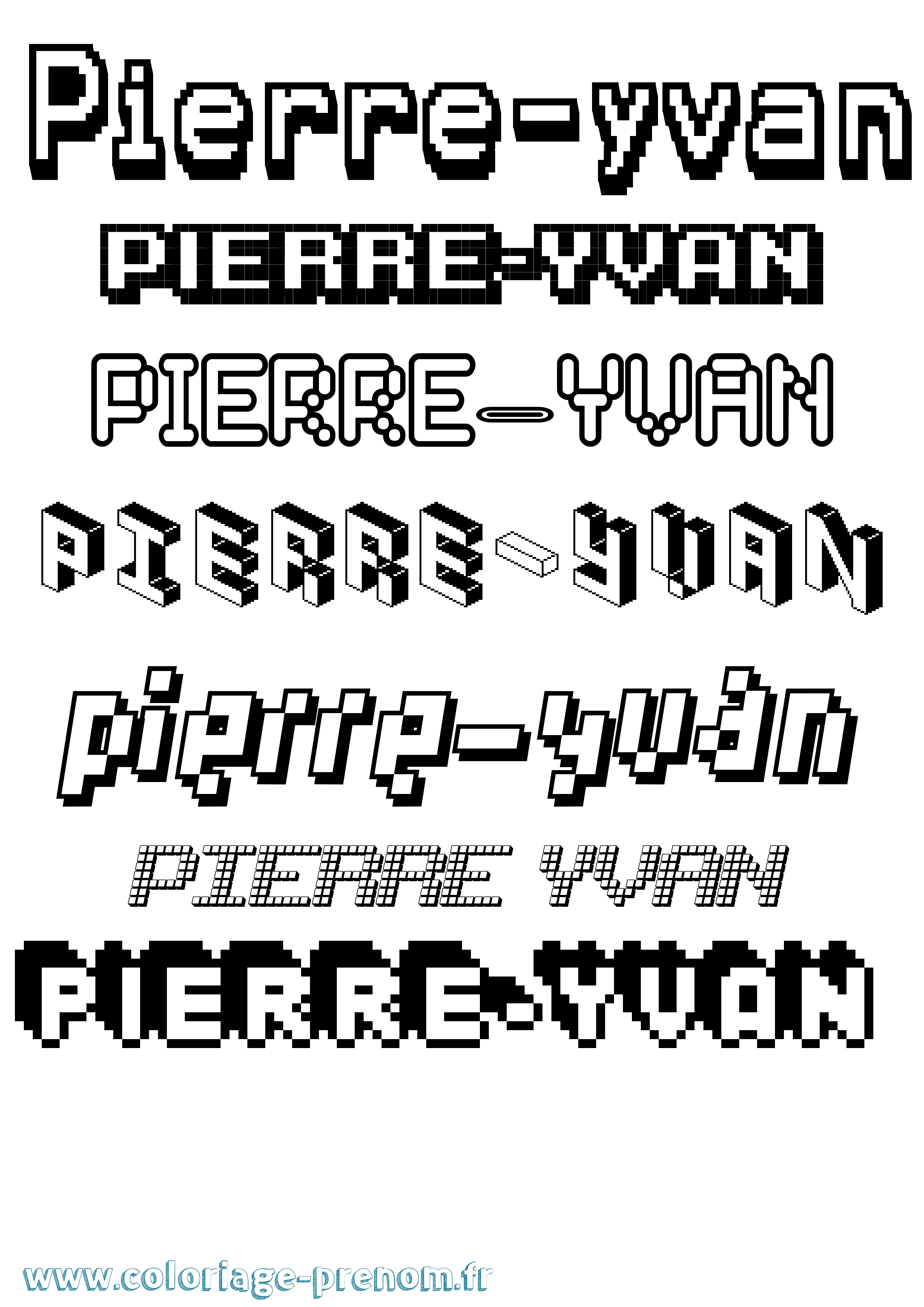 Coloriage Pierre-Yvan Pixel Coloriage prénom Pierre-Yvan Pixel