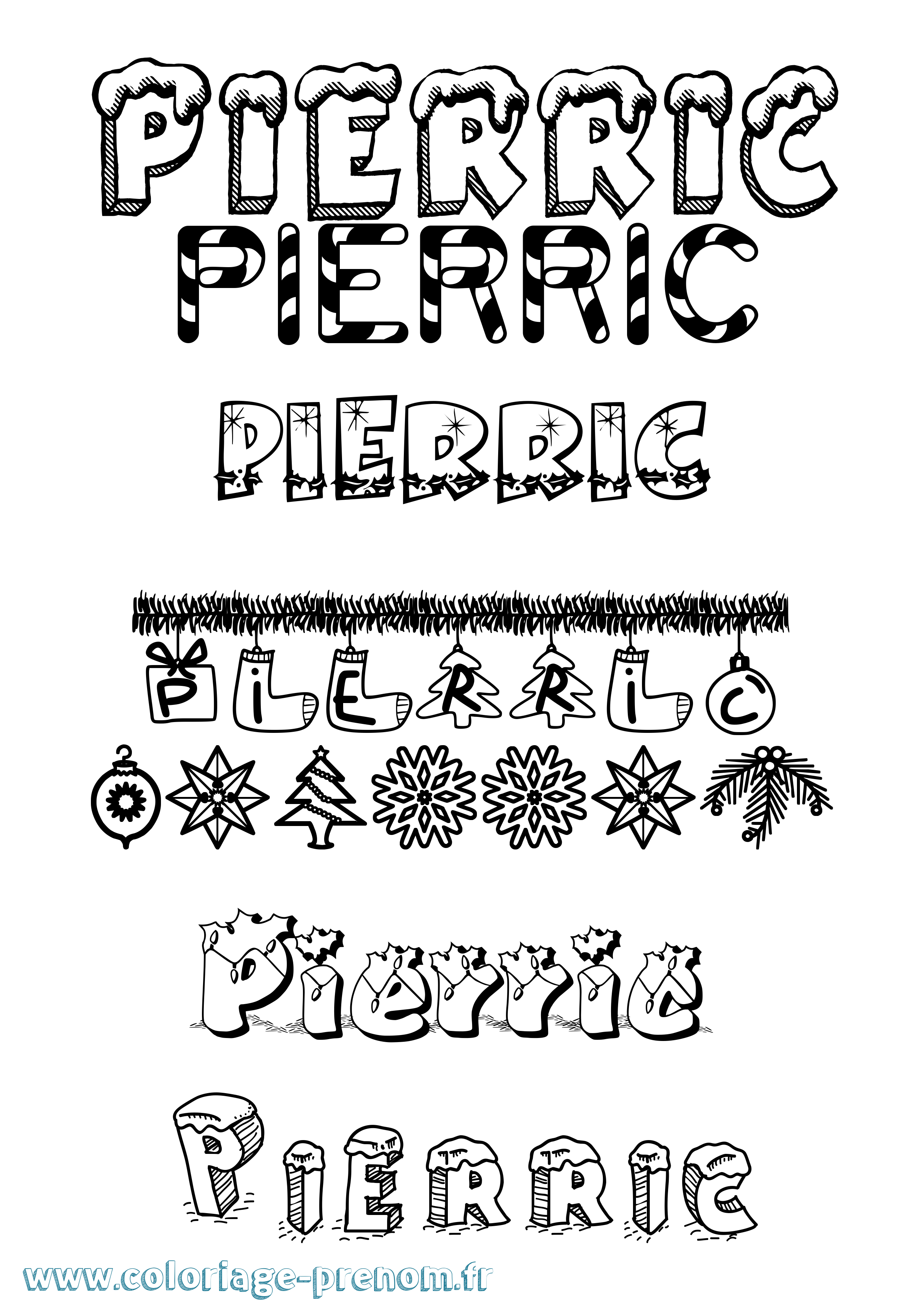 Coloriage Pierric Noël Coloriage prénom Pierric Noël