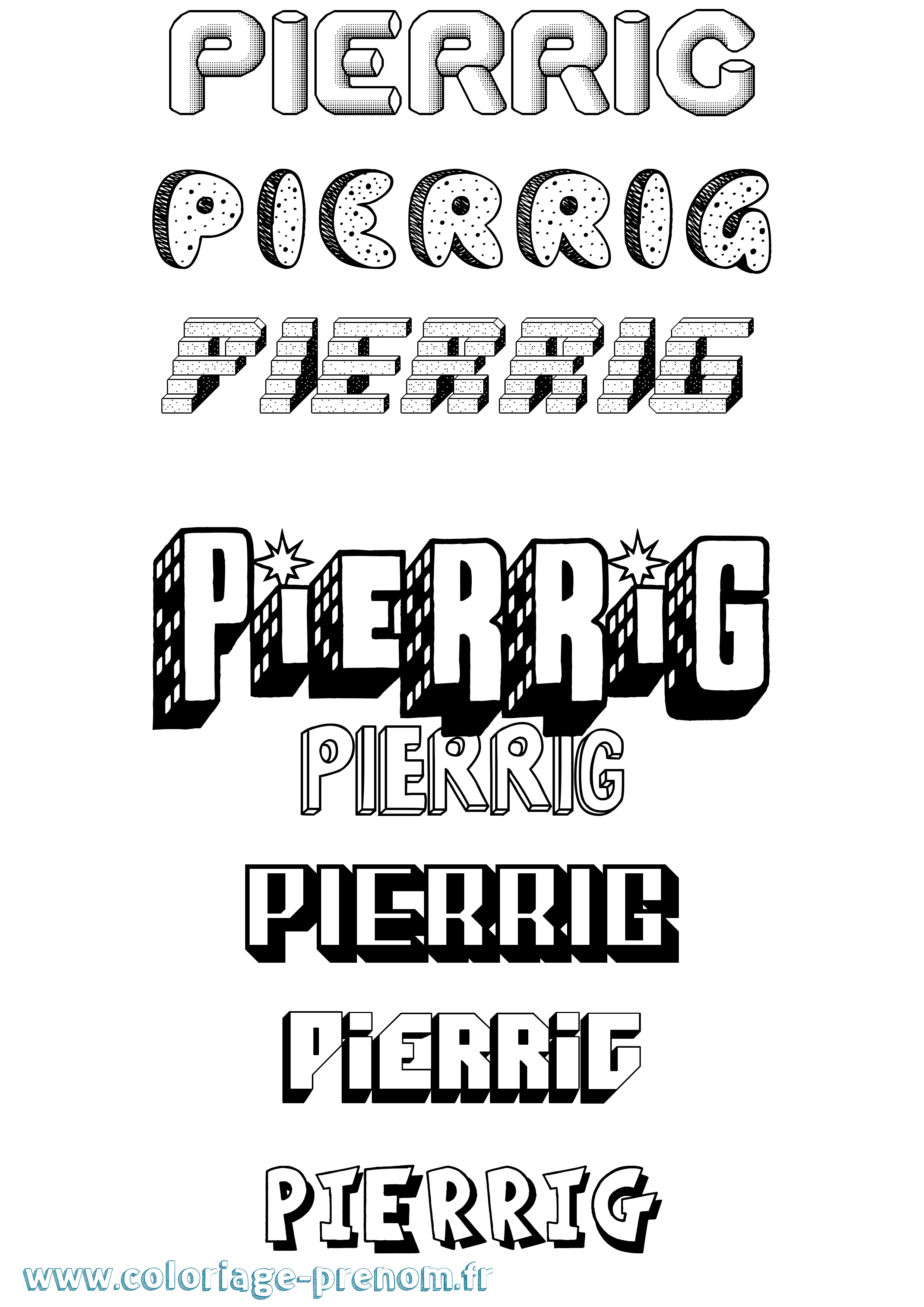 Coloriage Pierrig Effet 3D Coloriage prénom Pierrig Effet 3D
