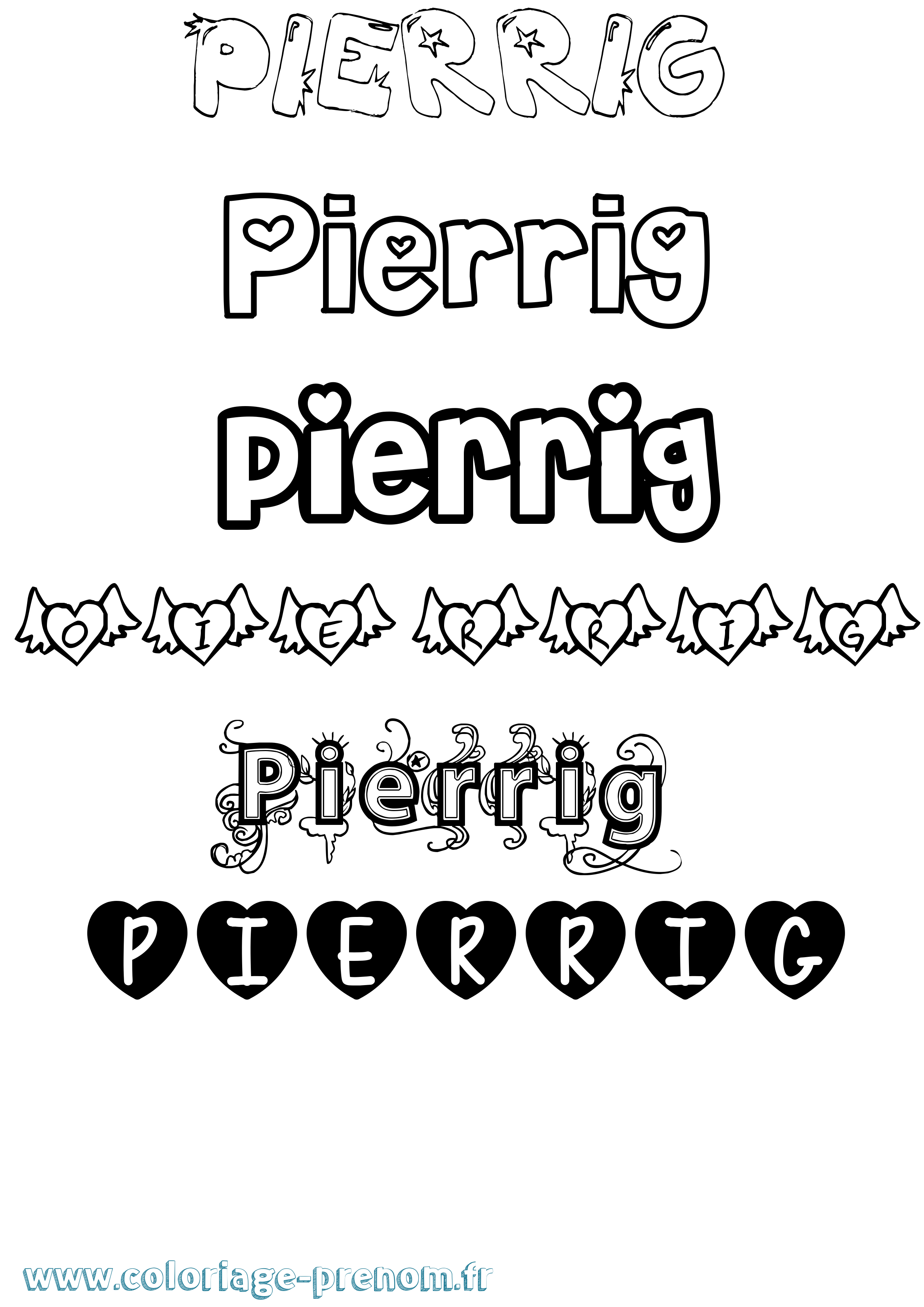 Coloriage Pierrig Girly Coloriage prénom Pierrig Girly