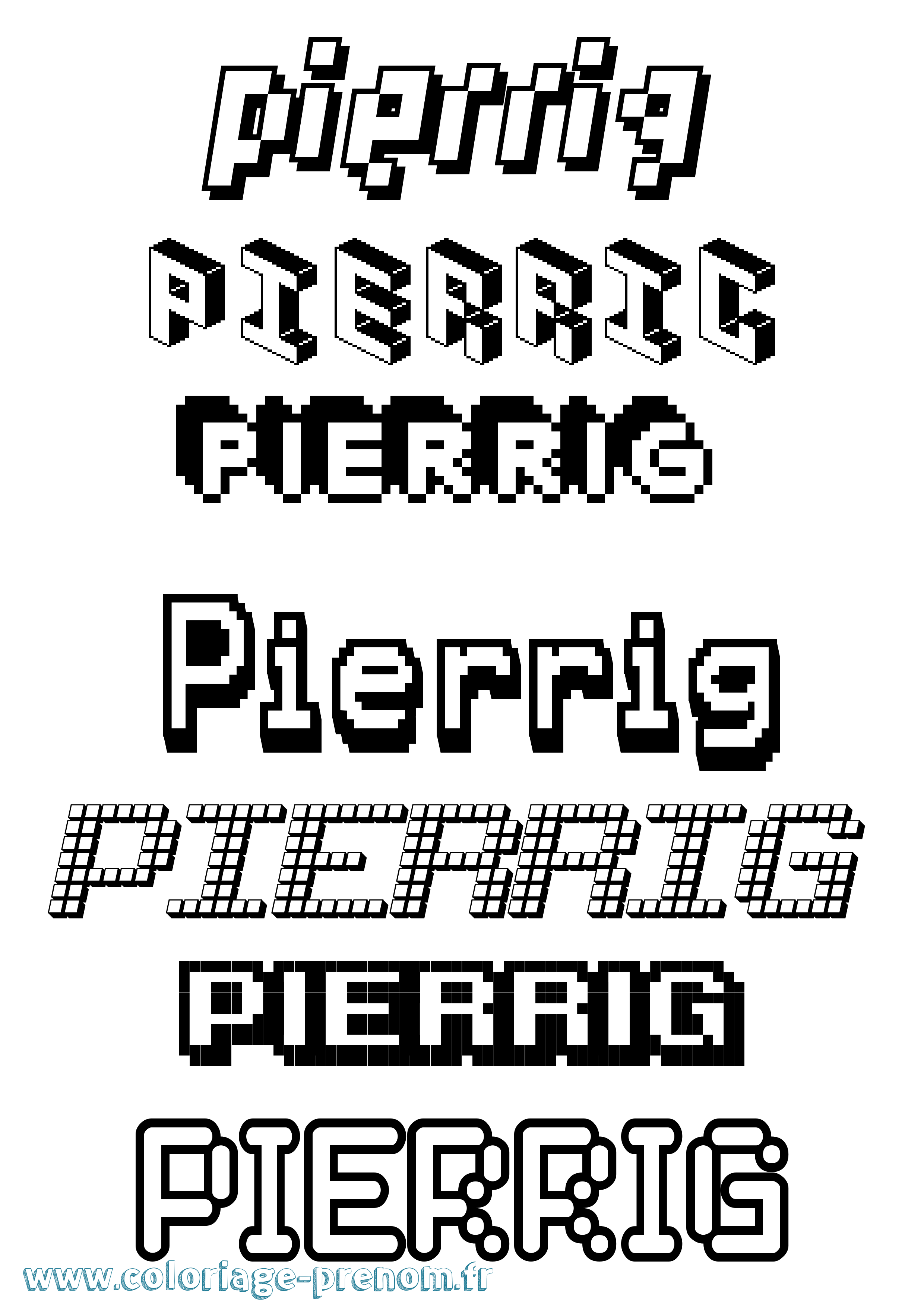 Coloriage Pierrig Pixel Coloriage prénom Pierrig Pixel