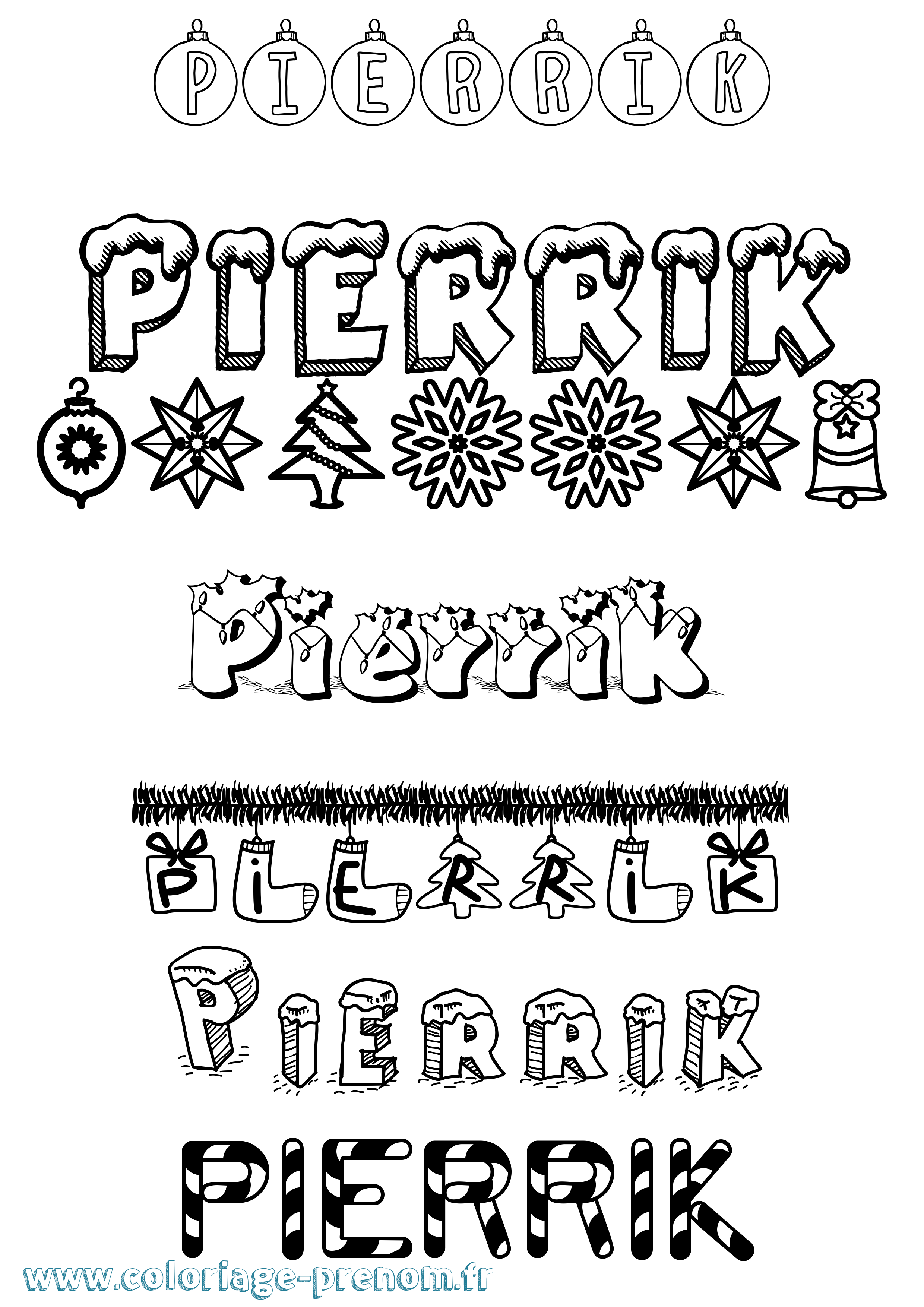 Coloriage Pierrik Noël Coloriage prénom Pierrik Noël
