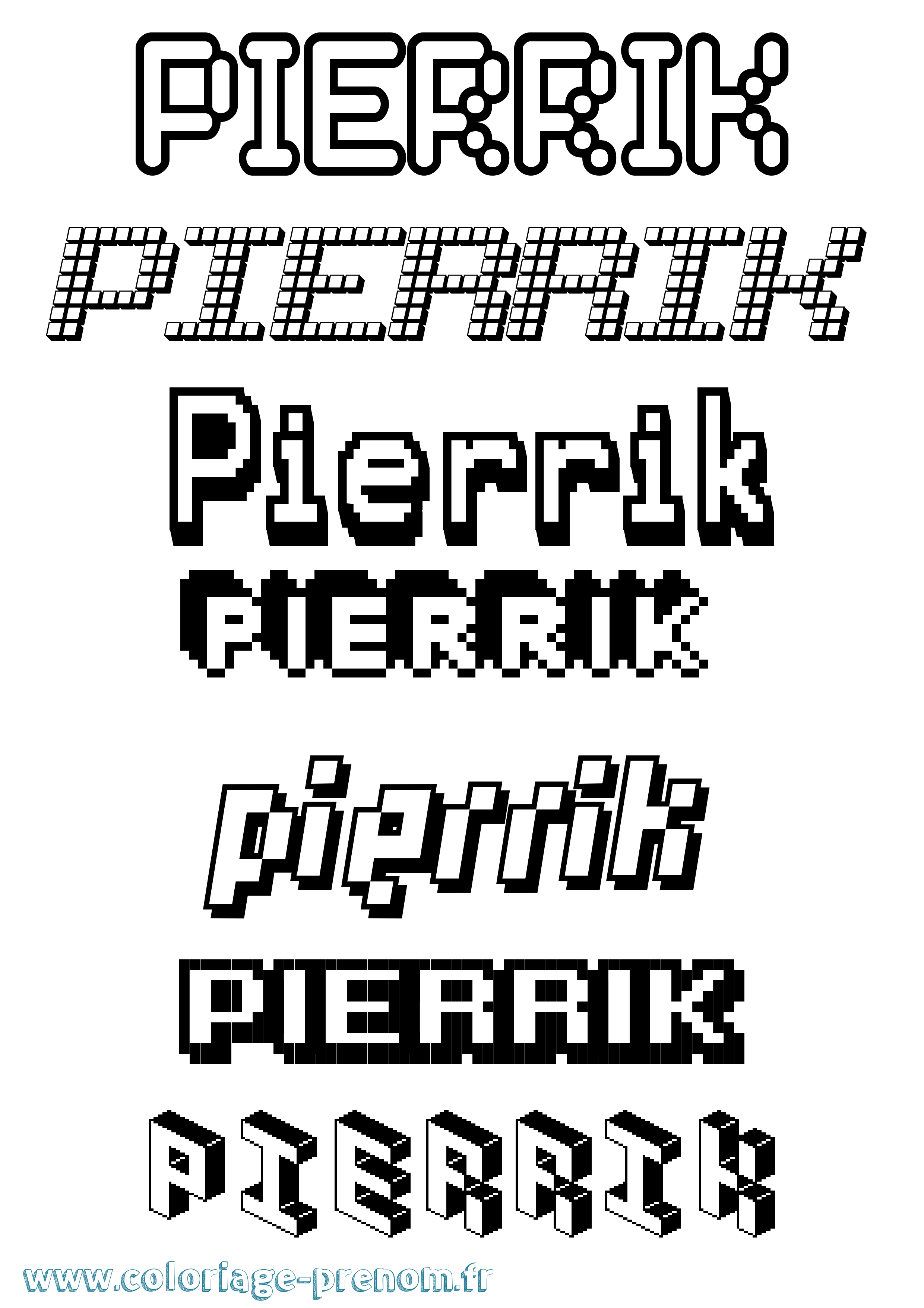 Coloriage Pierrik Pixel Coloriage prénom Pierrik Pixel