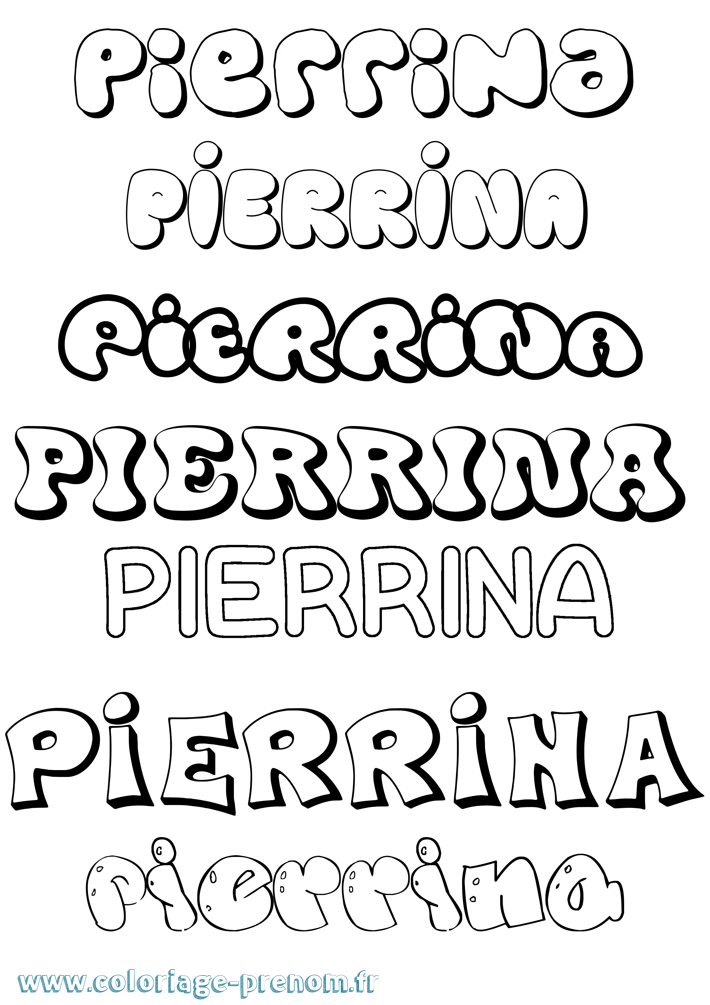 Coloriage Pierrina Bubble Coloriage prénom Pierrina Bubble