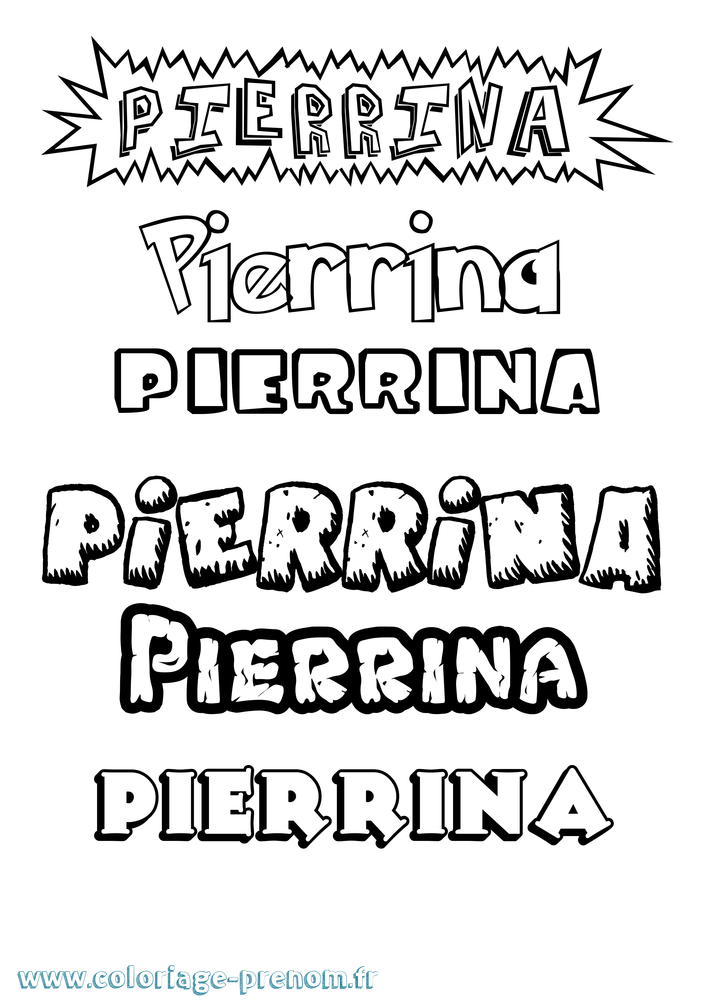 Coloriage Pierrina Dessin Animé Coloriage prénom Pierrina Dessin Animé