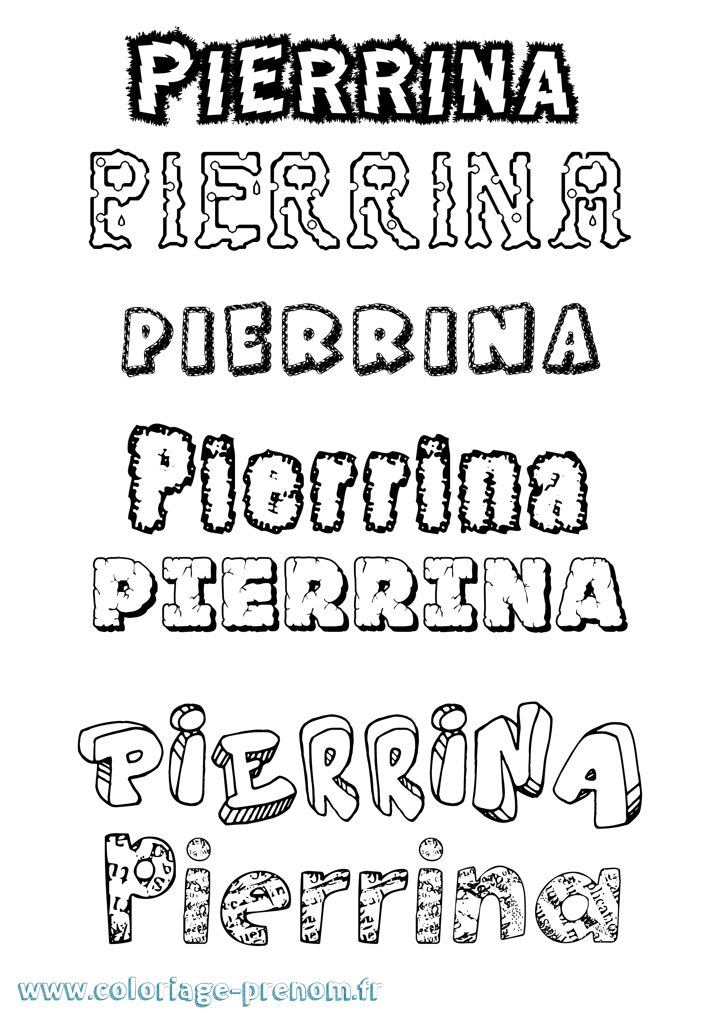 Coloriage Pierrina Destructuré Coloriage prénom Pierrina Destructuré