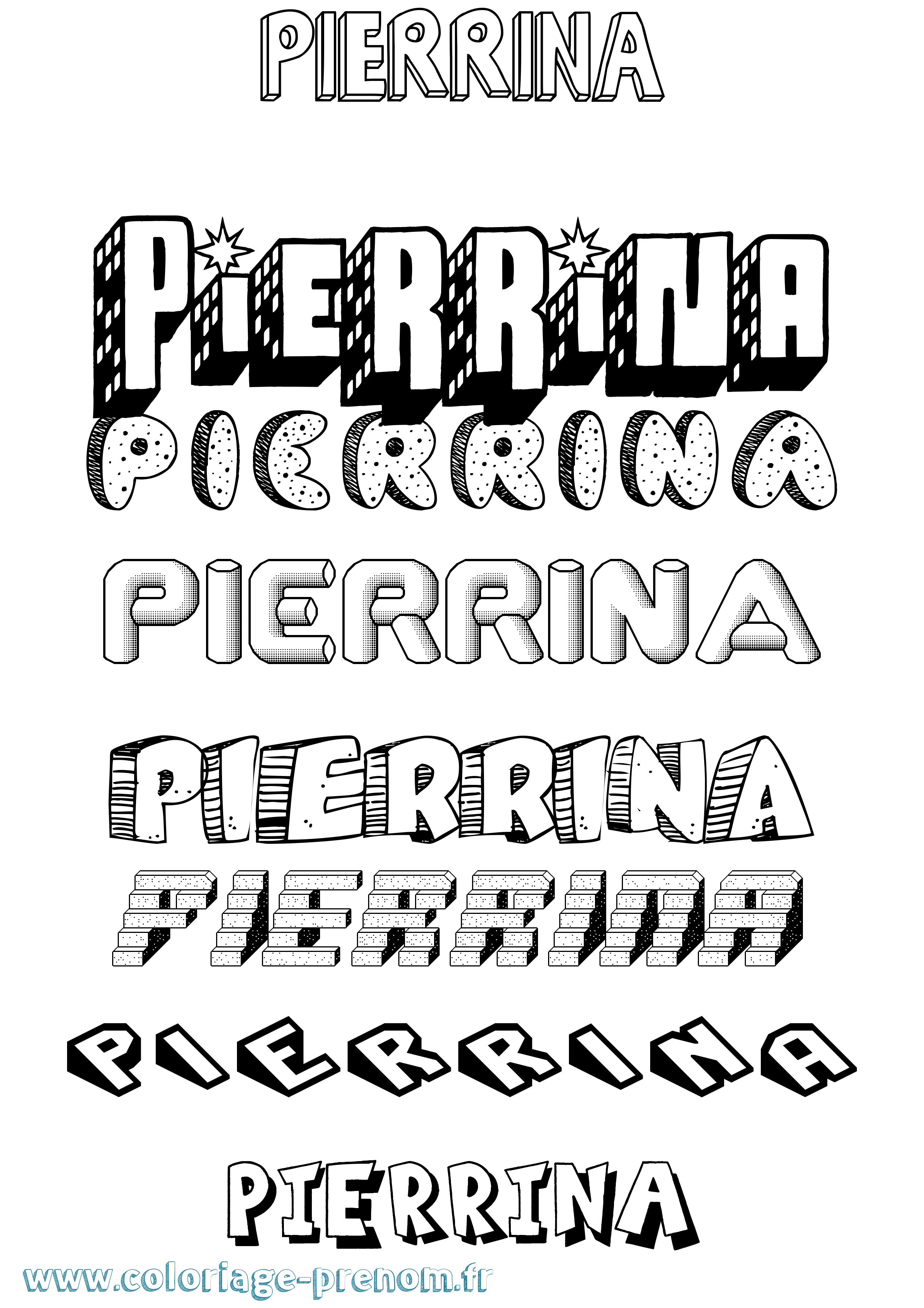 Coloriage Pierrina Effet 3D Coloriage prénom Pierrina Effet 3D