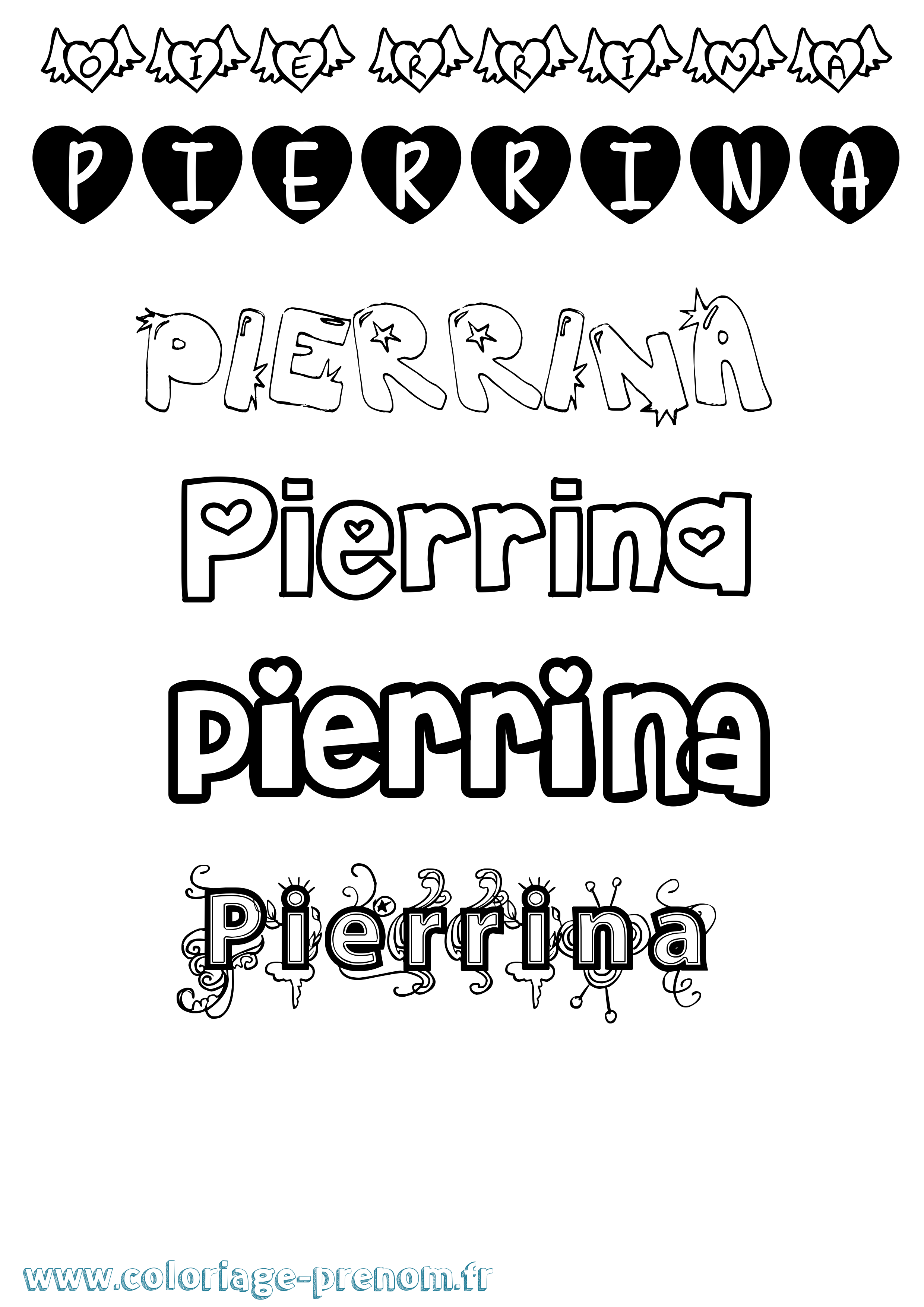 Coloriage Pierrina Girly Coloriage prénom Pierrina Girly
