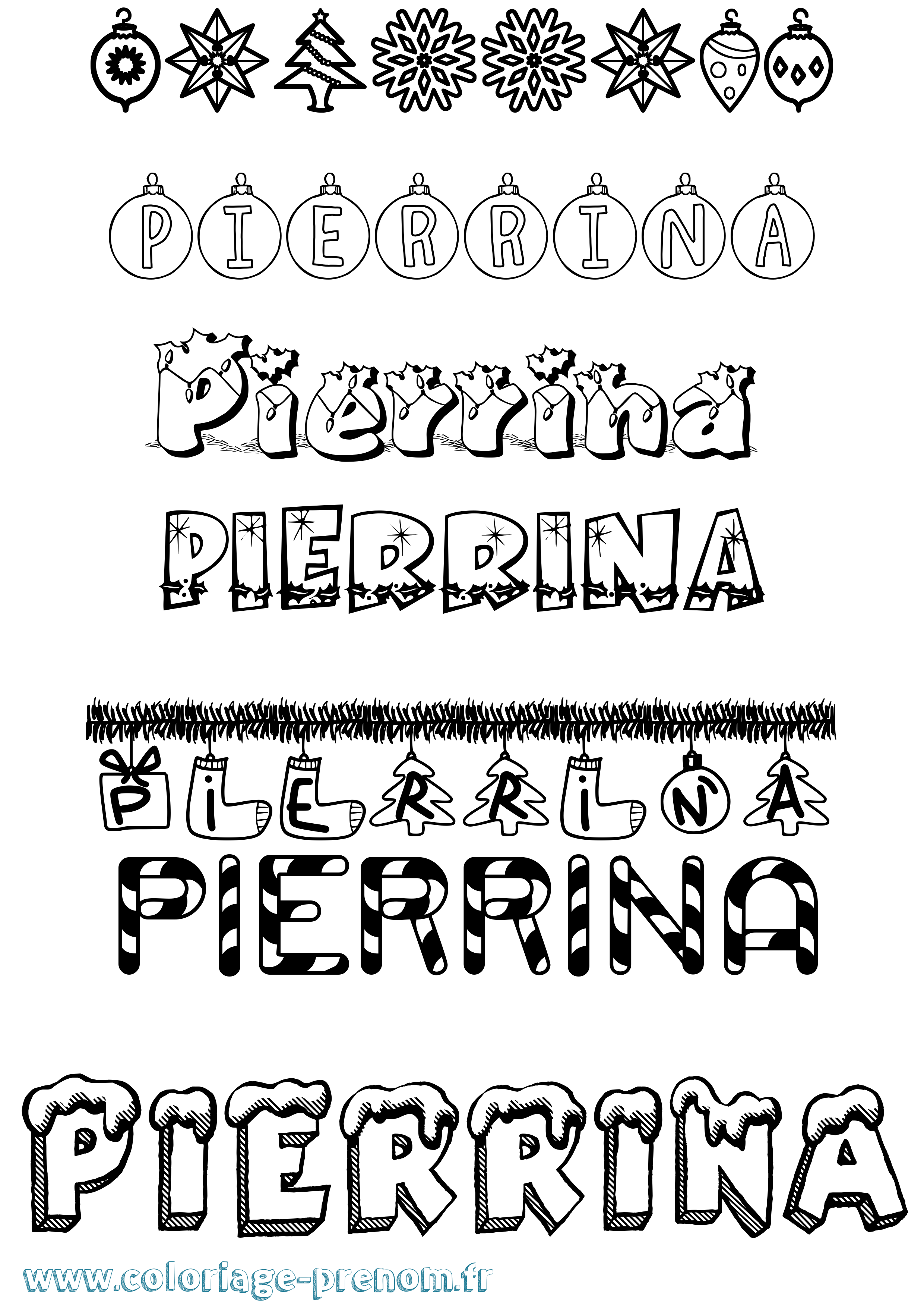 Coloriage Pierrina Noël Coloriage prénom Pierrina Noël