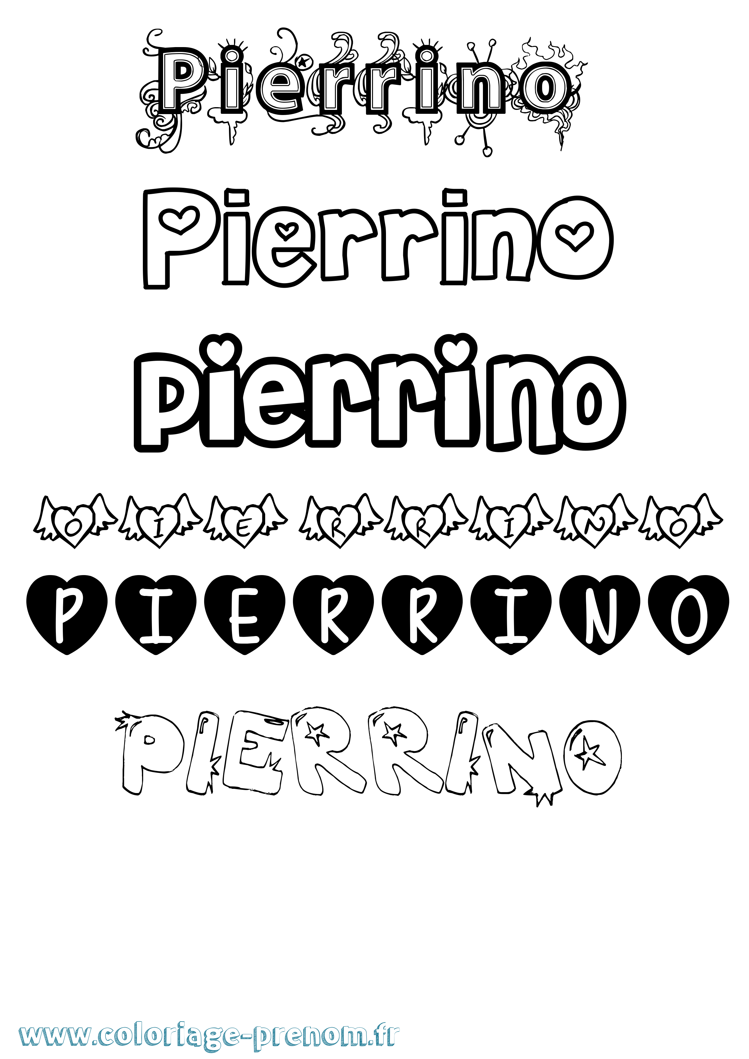 Coloriage Pierrino Girly Coloriage prénom Pierrino Girly