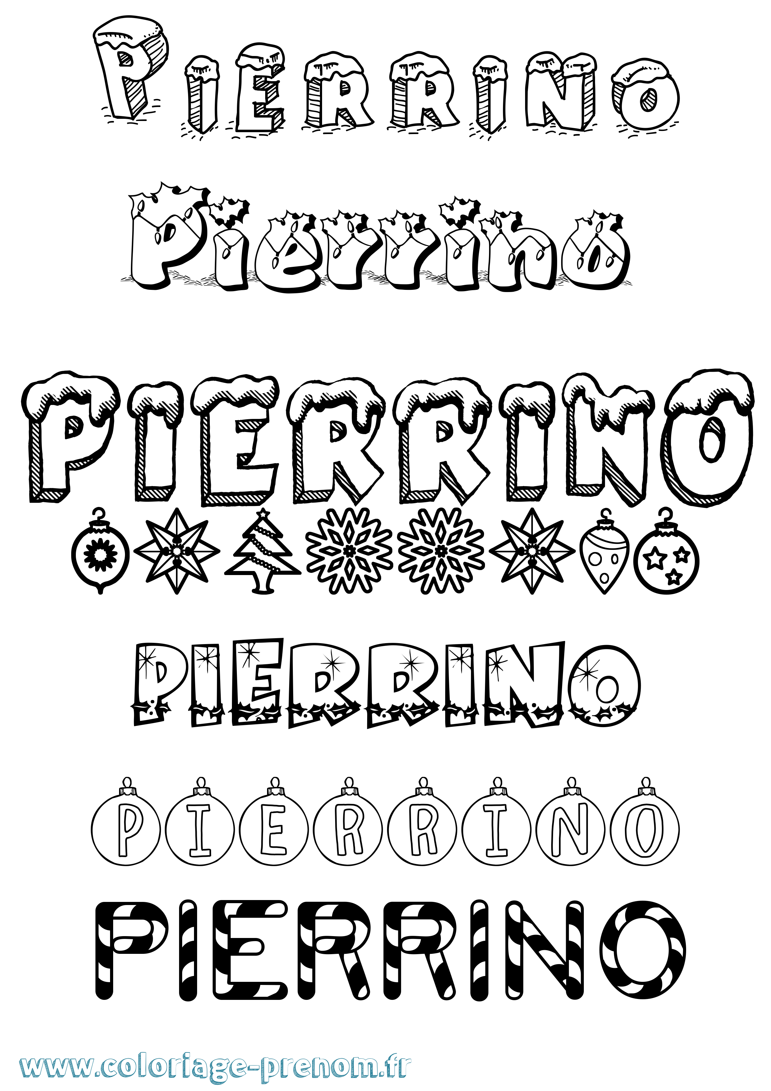 Coloriage Pierrino Noël Coloriage prénom Pierrino Noël