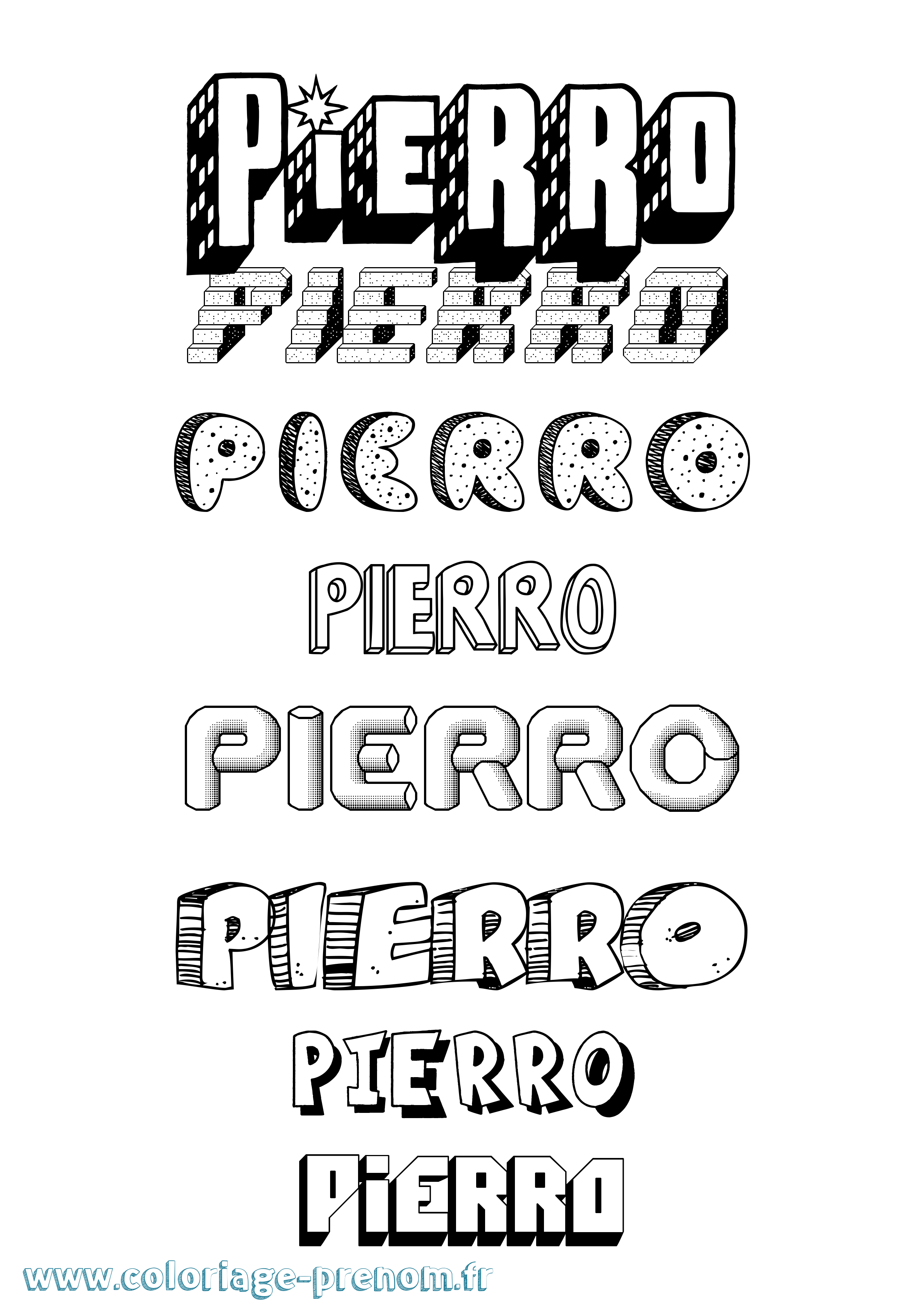 Coloriage Pierro Effet 3D Coloriage prénom Pierro Effet 3D