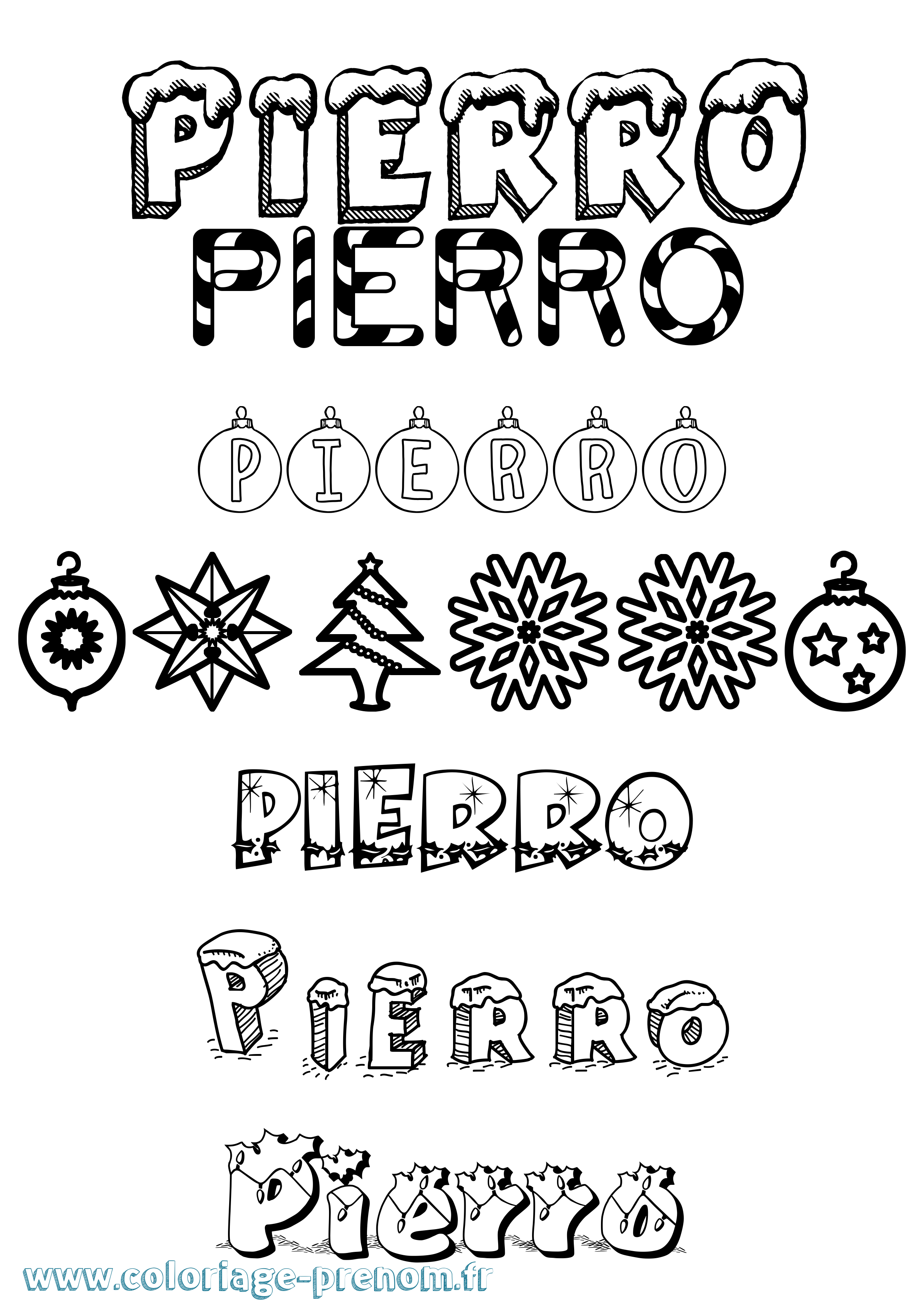 Coloriage Pierro Noël Coloriage prénom Pierro Noël