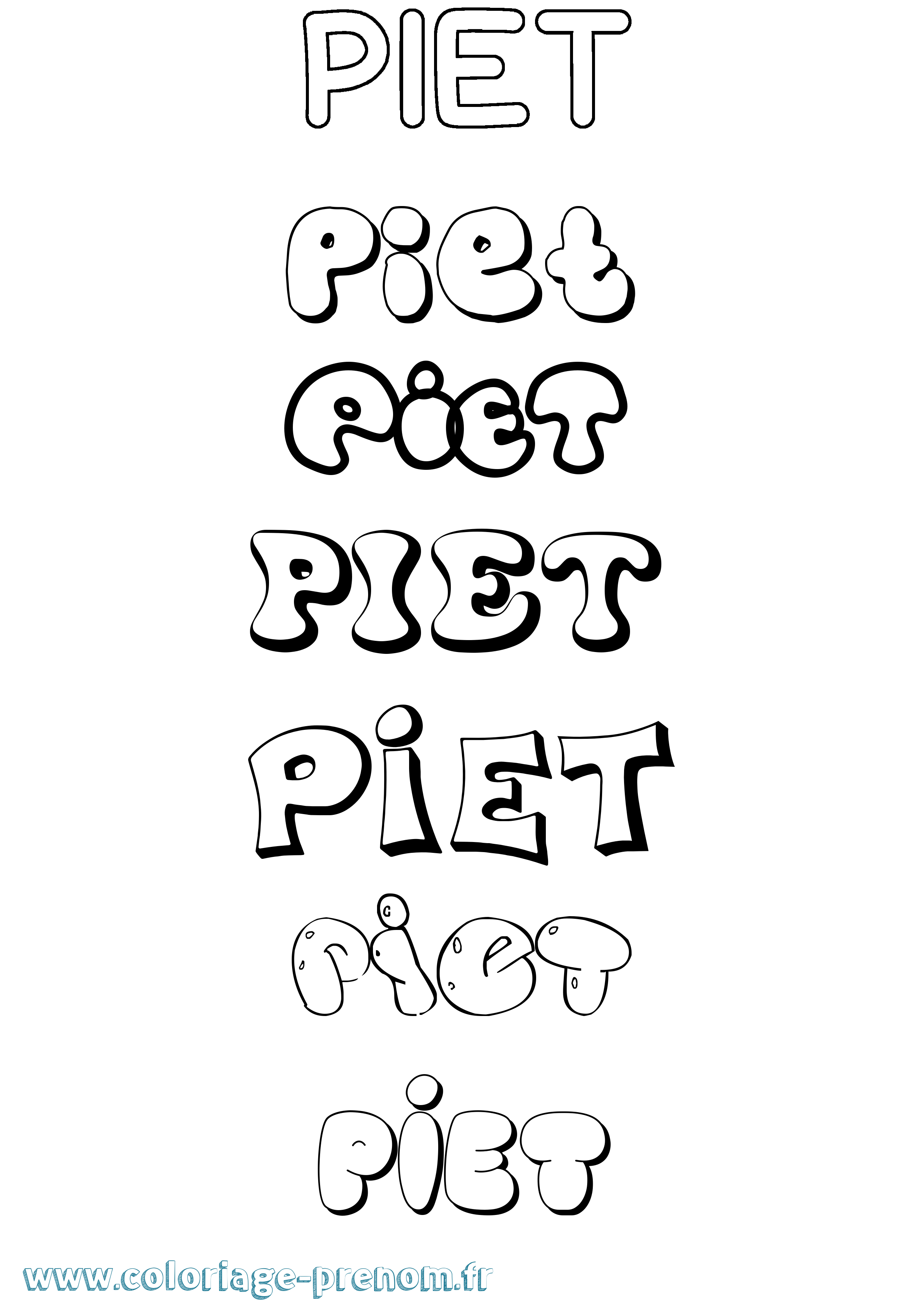 Coloriage Piet Bubble Coloriage prénom Piet Bubble