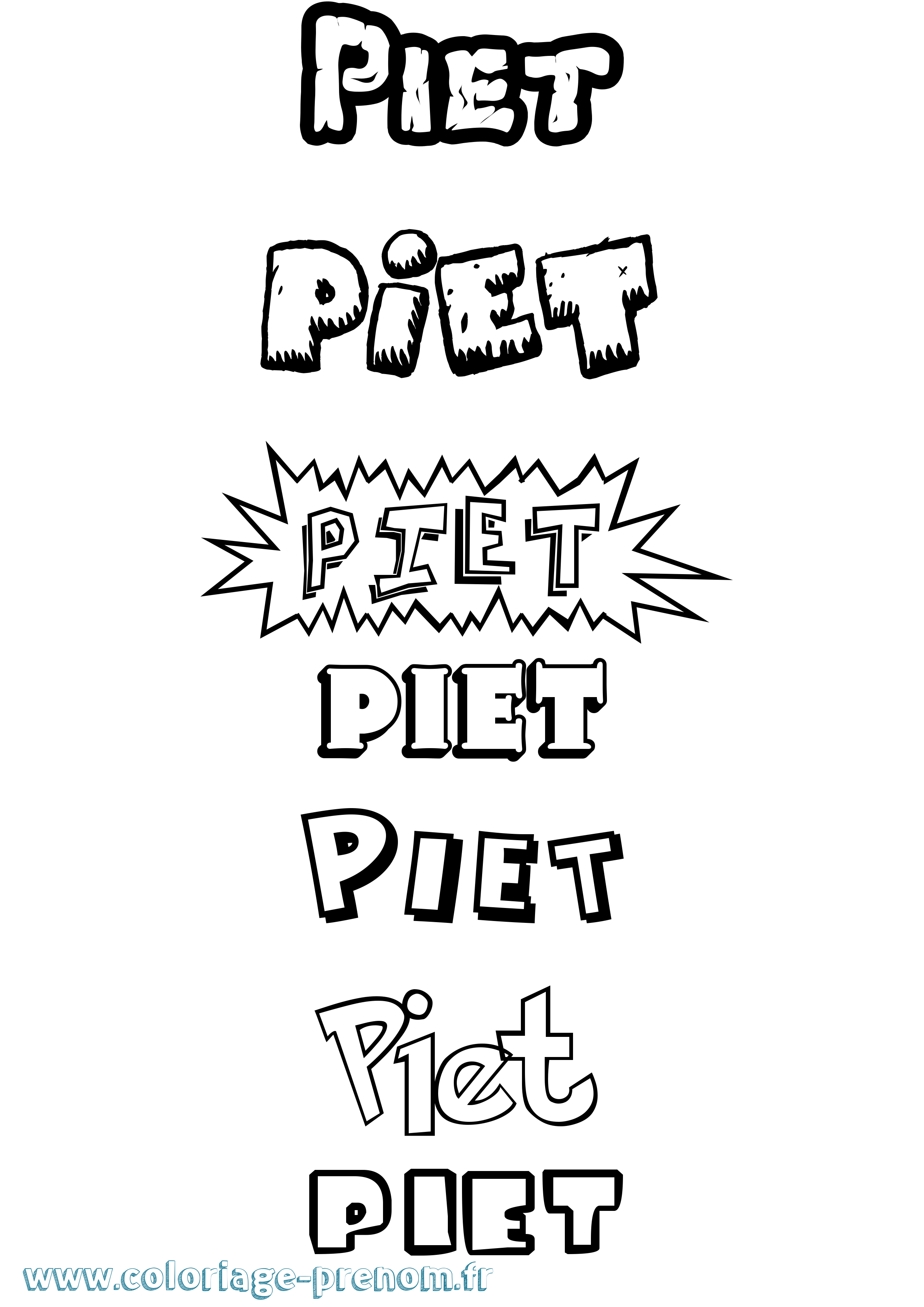 Coloriage Piet Dessin Animé Coloriage prénom Piet Dessin Animé