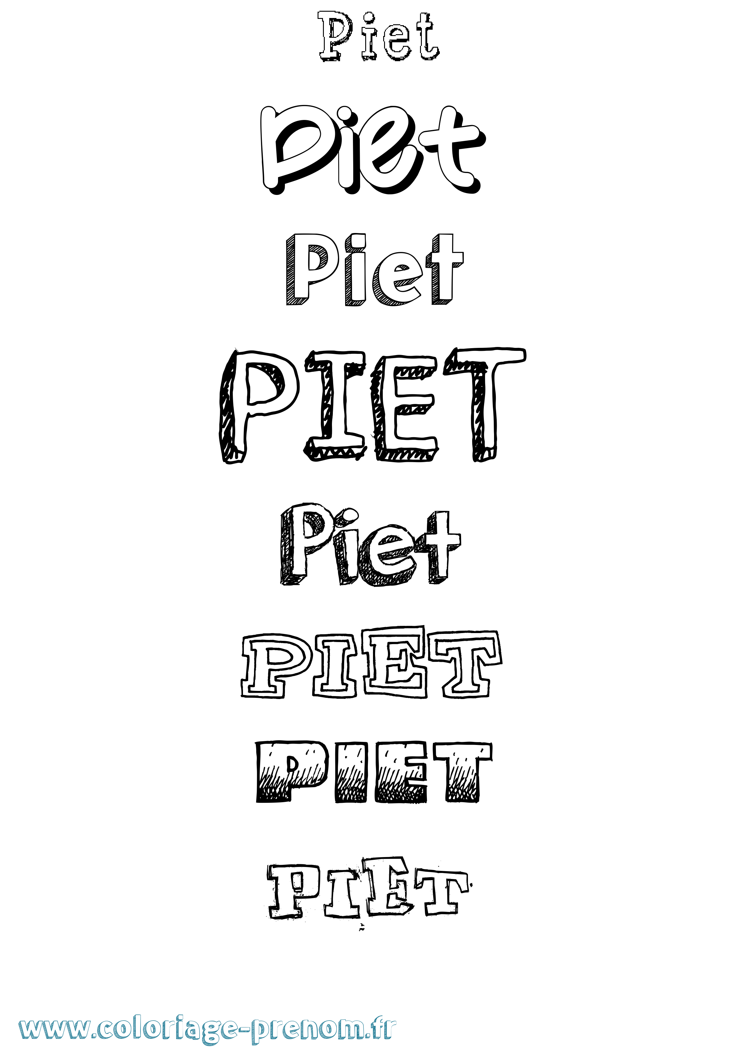 Coloriage Piet Dessiné Coloriage prénom Piet Dessiné
