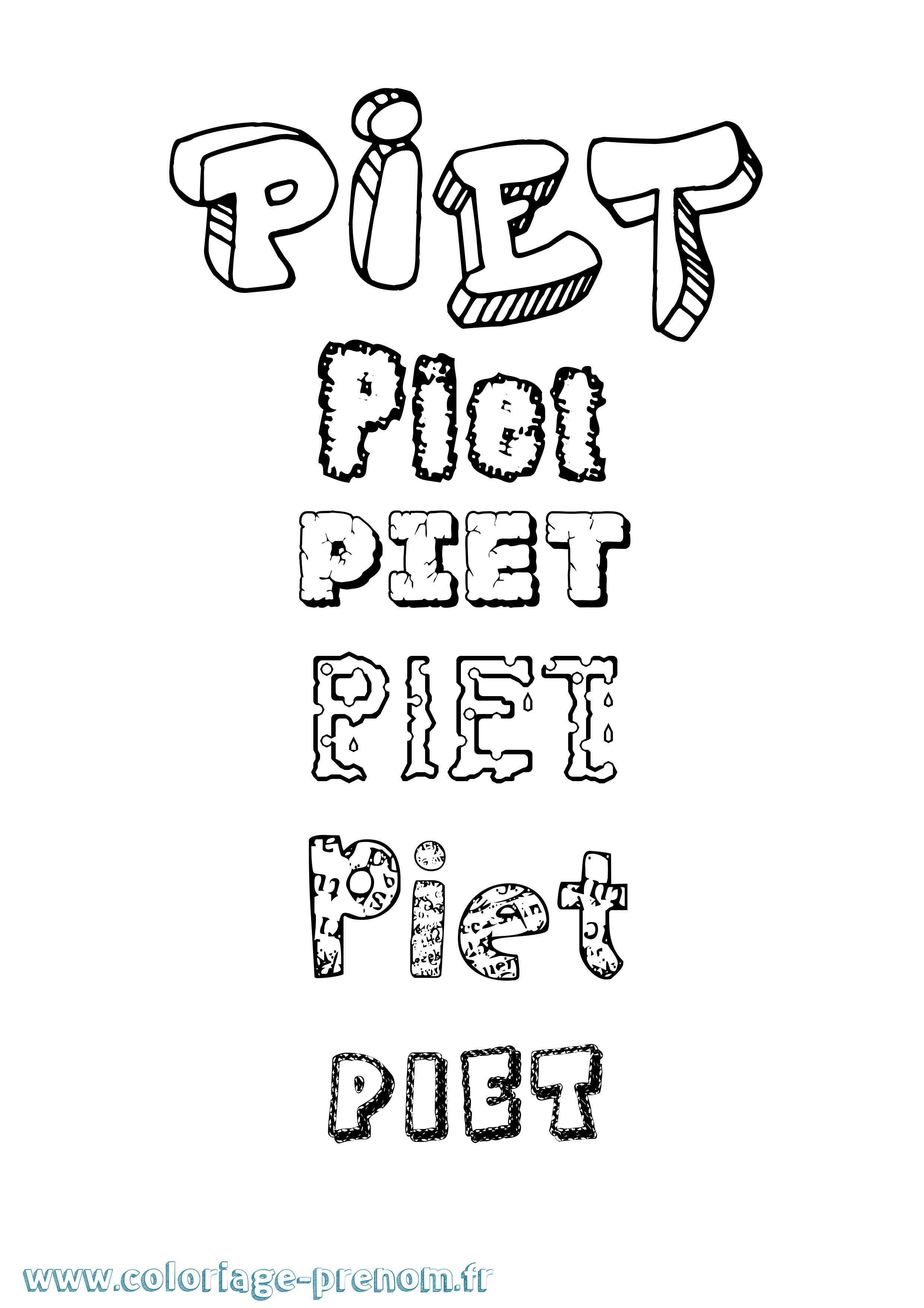 Coloriage Piet Destructuré Coloriage prénom Piet Destructuré