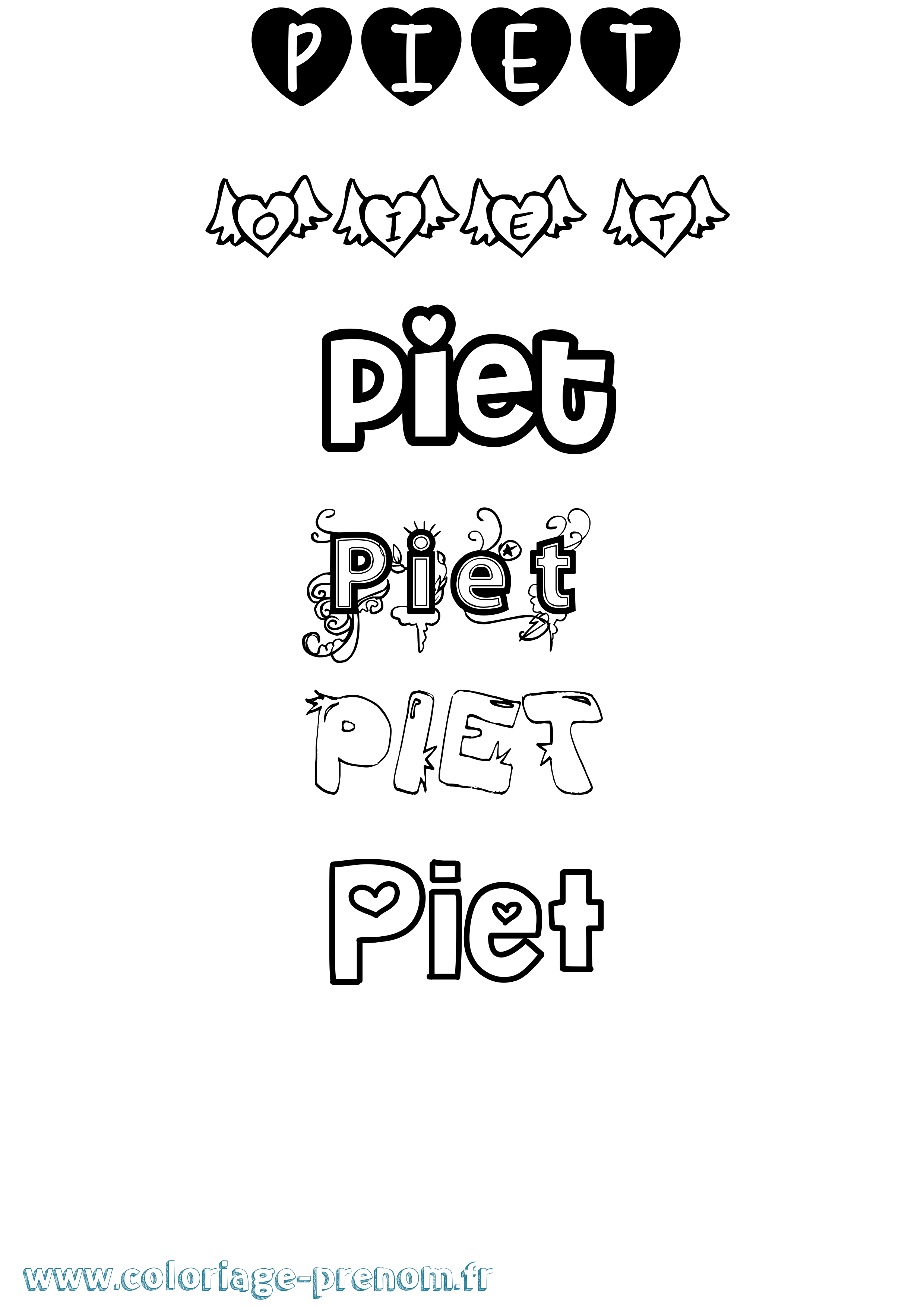 Coloriage Piet Girly Coloriage prénom Piet Girly