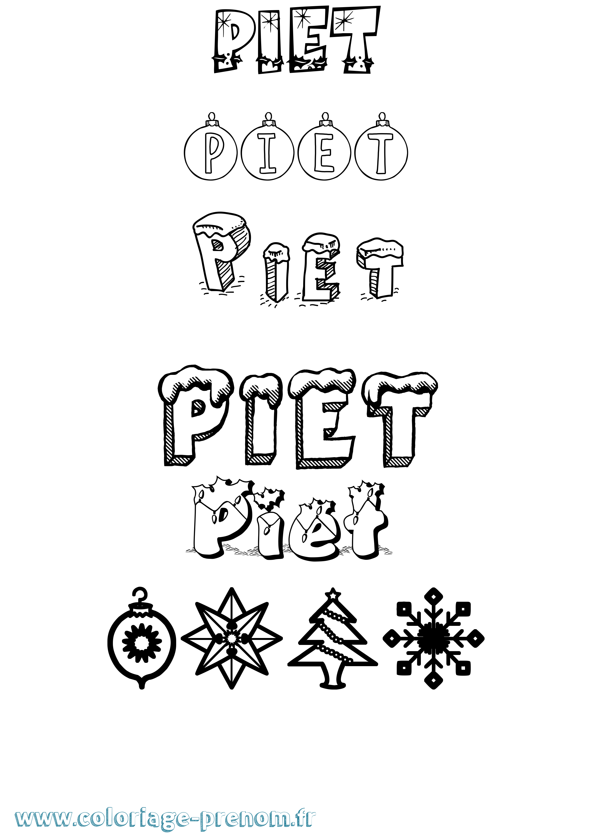 Coloriage Piet Noël Coloriage prénom Piet Noël