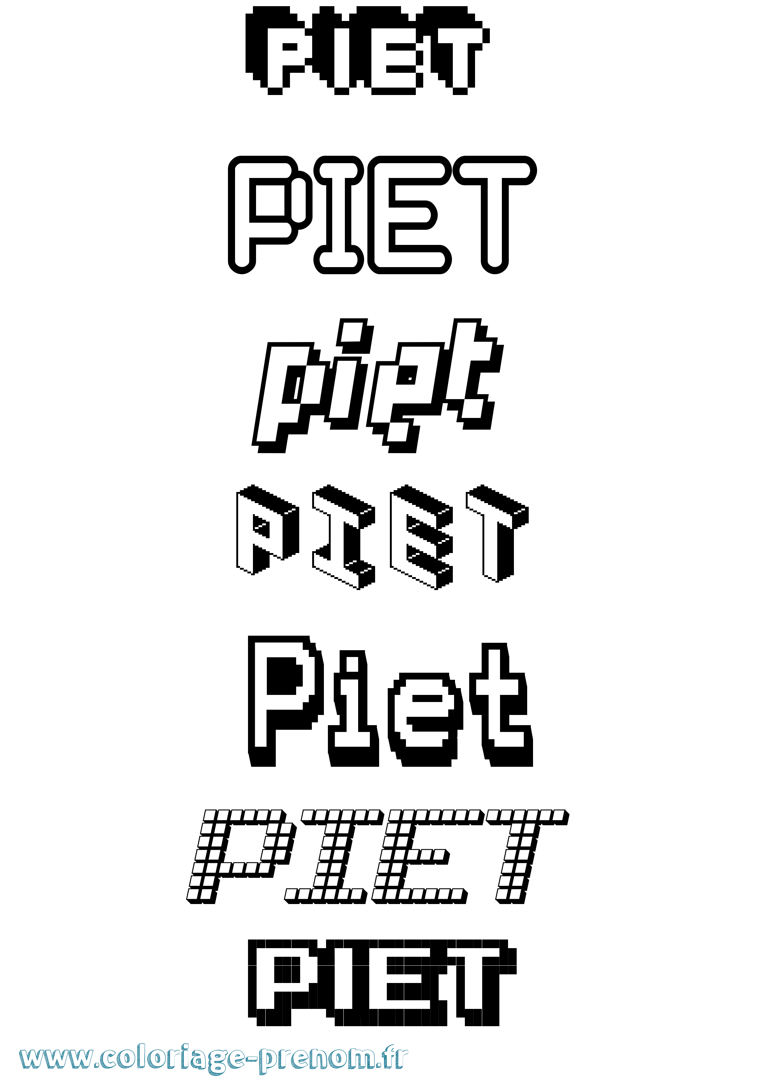 Coloriage Piet Pixel Coloriage prénom Piet Pixel