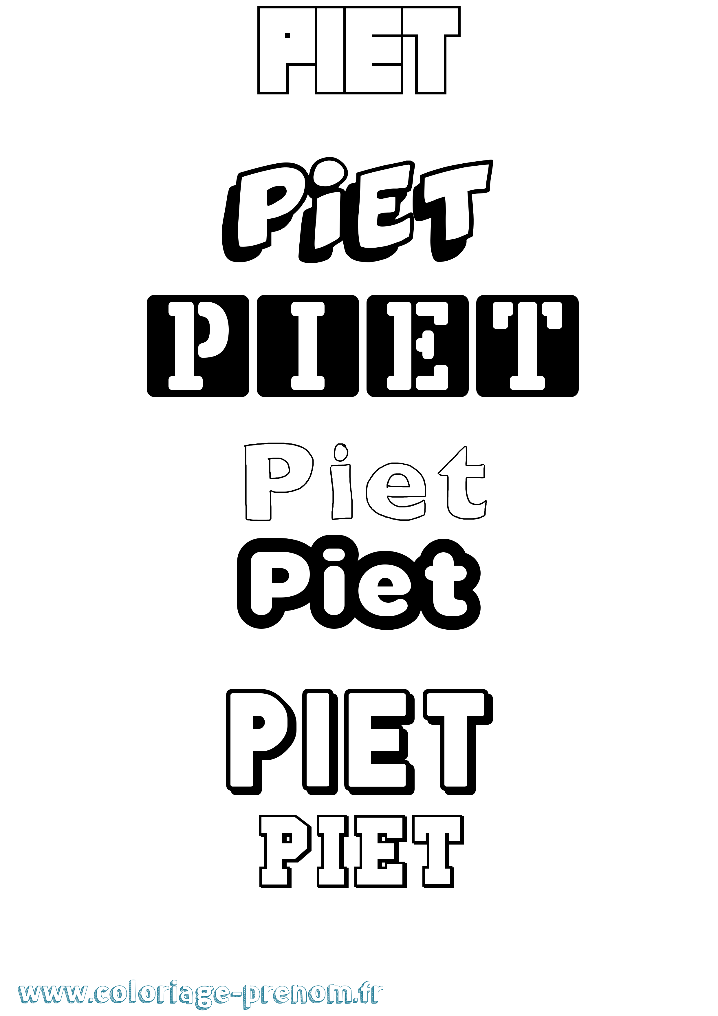 Coloriage Piet Simple Coloriage prénom Piet Simple