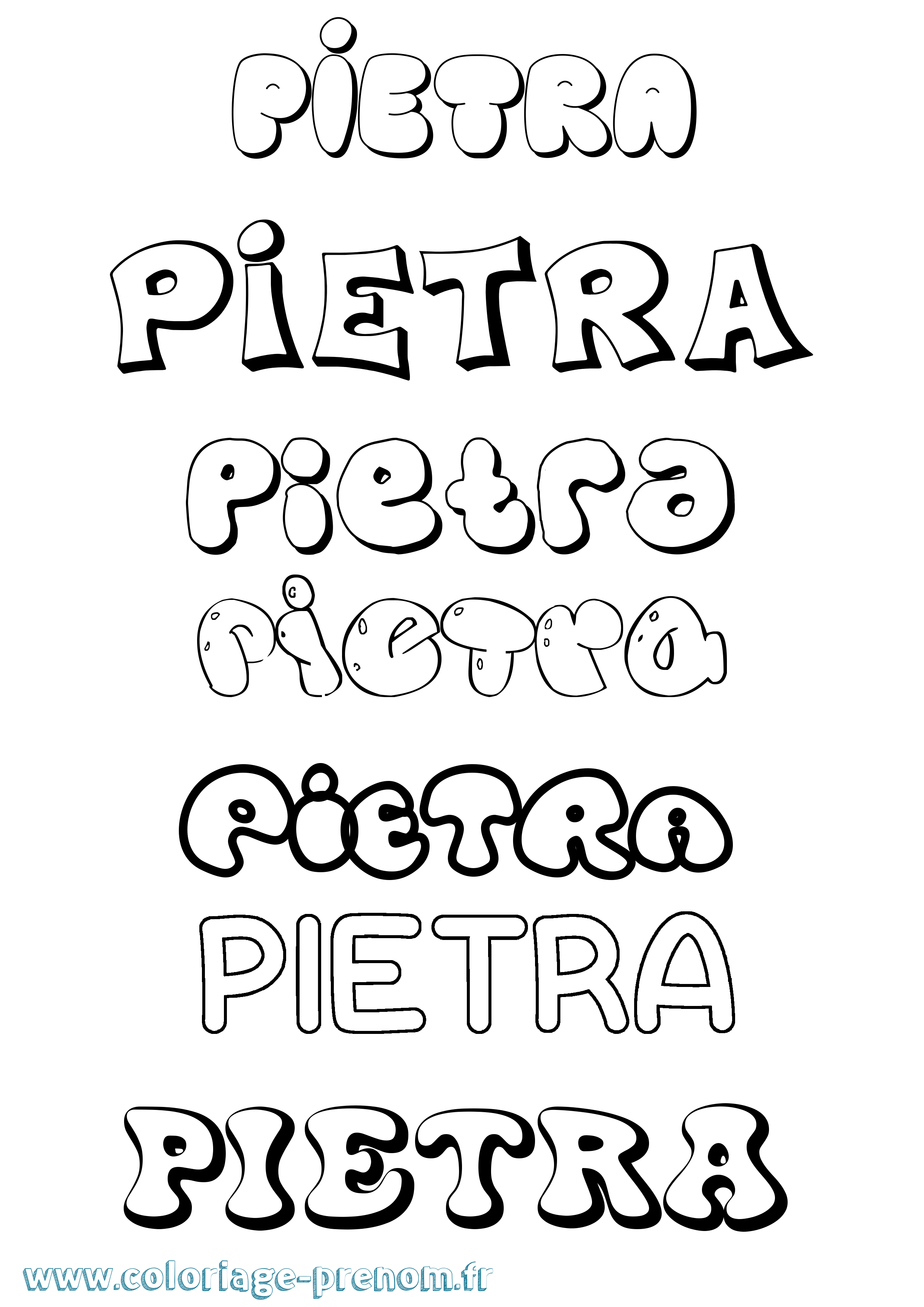Coloriage Pietra Bubble Coloriage prénom Pietra Bubble