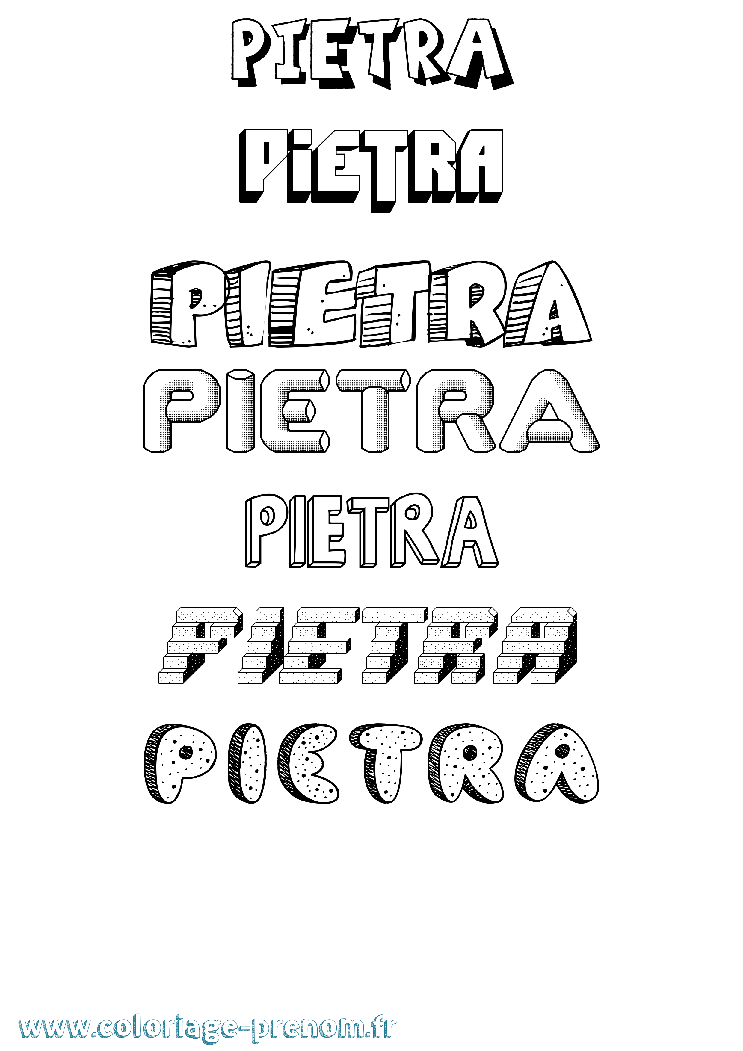 Coloriage Pietra Effet 3D Coloriage prénom Pietra Effet 3D
