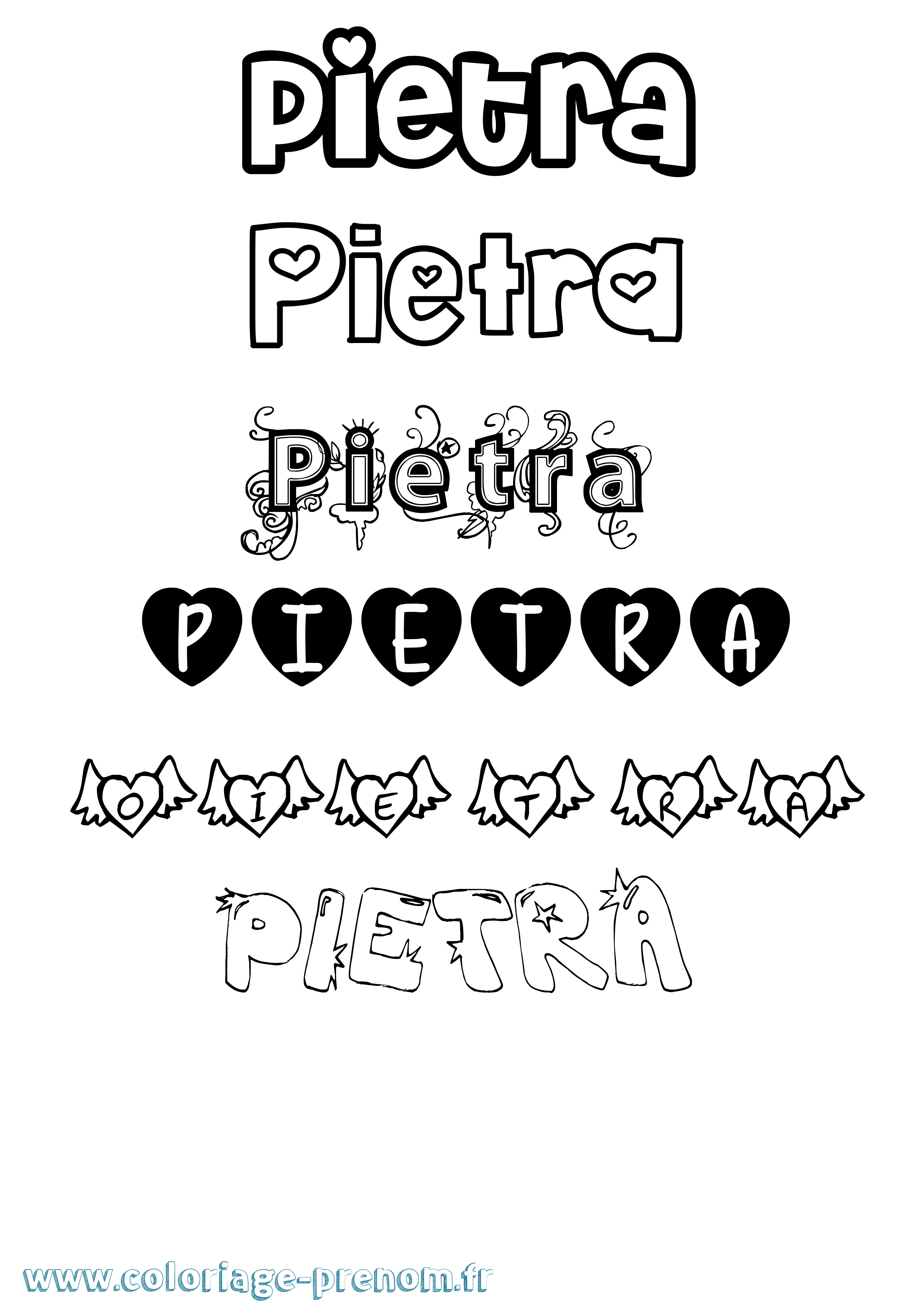 Coloriage Pietra Girly Coloriage prénom Pietra Girly