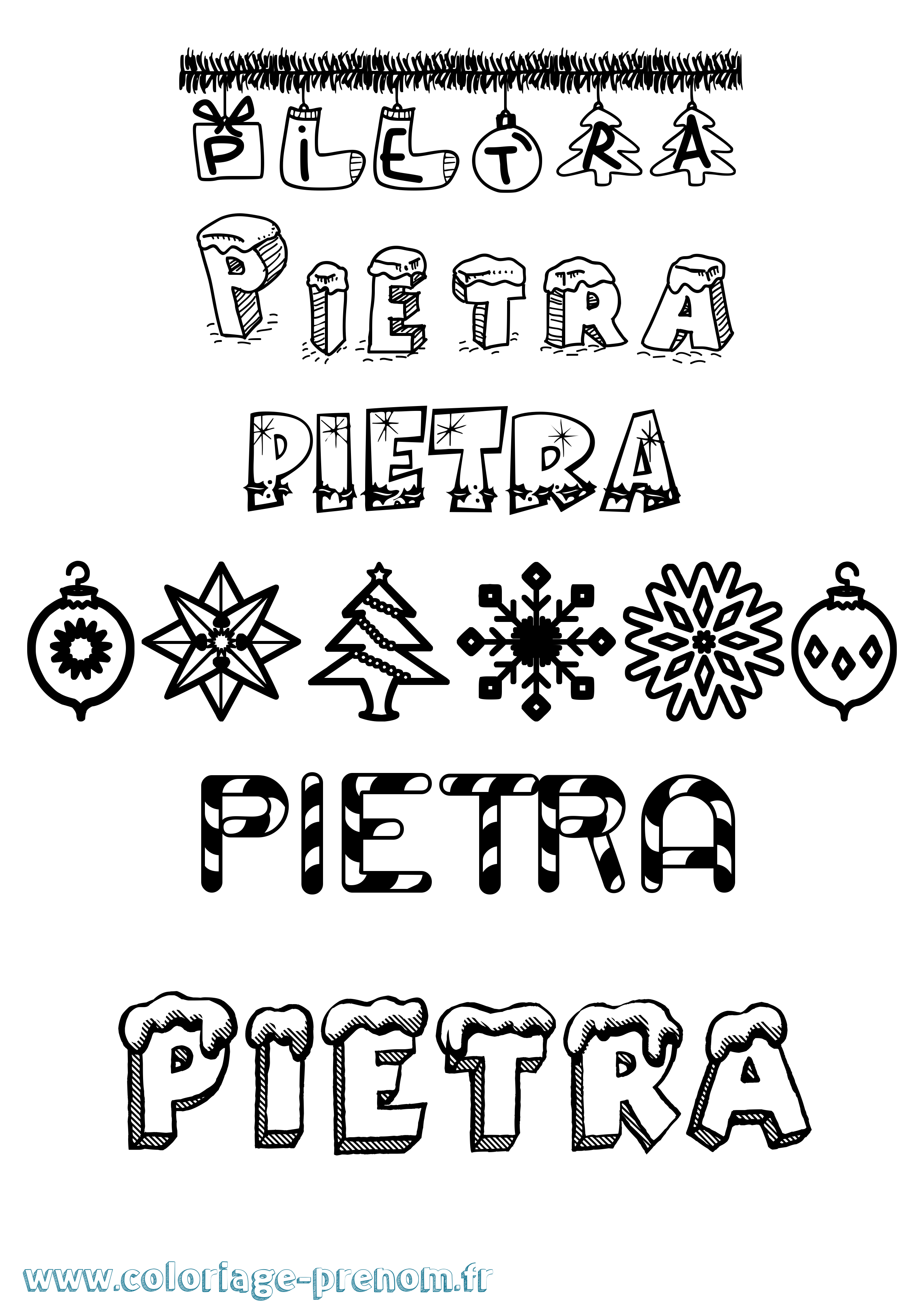 Coloriage Pietra Noël Coloriage prénom Pietra Noël