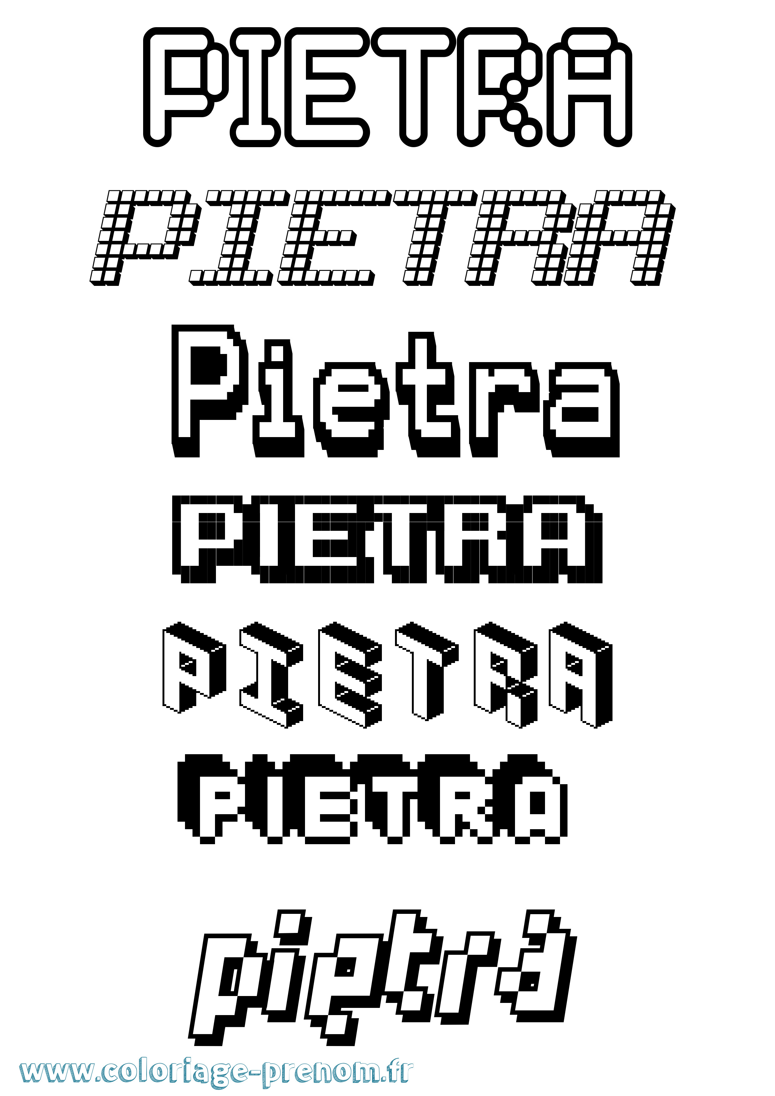 Coloriage Pietra Pixel Coloriage prénom Pietra Pixel