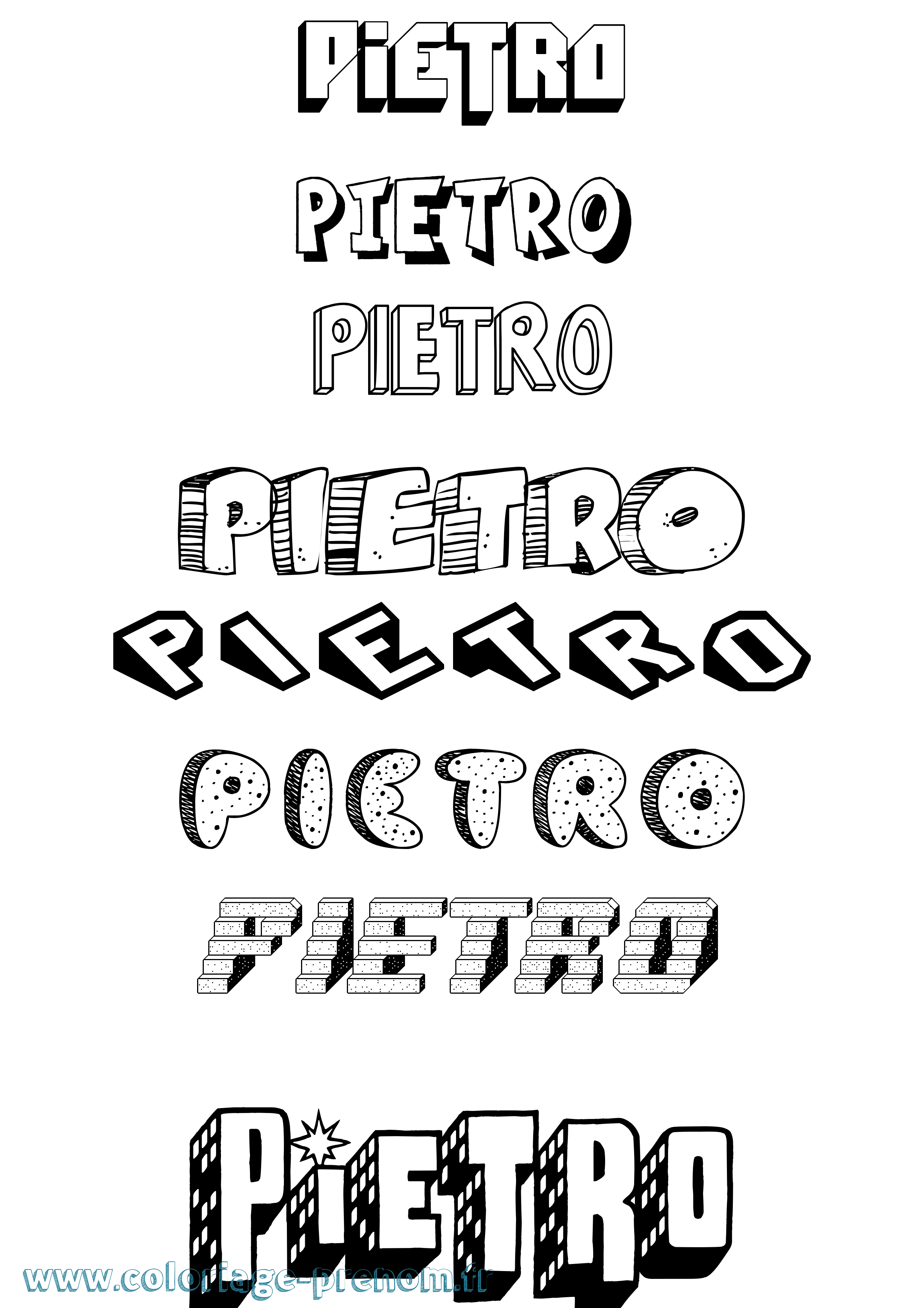 Coloriage Pietro Effet 3D Coloriage prénom Pietro Effet 3D