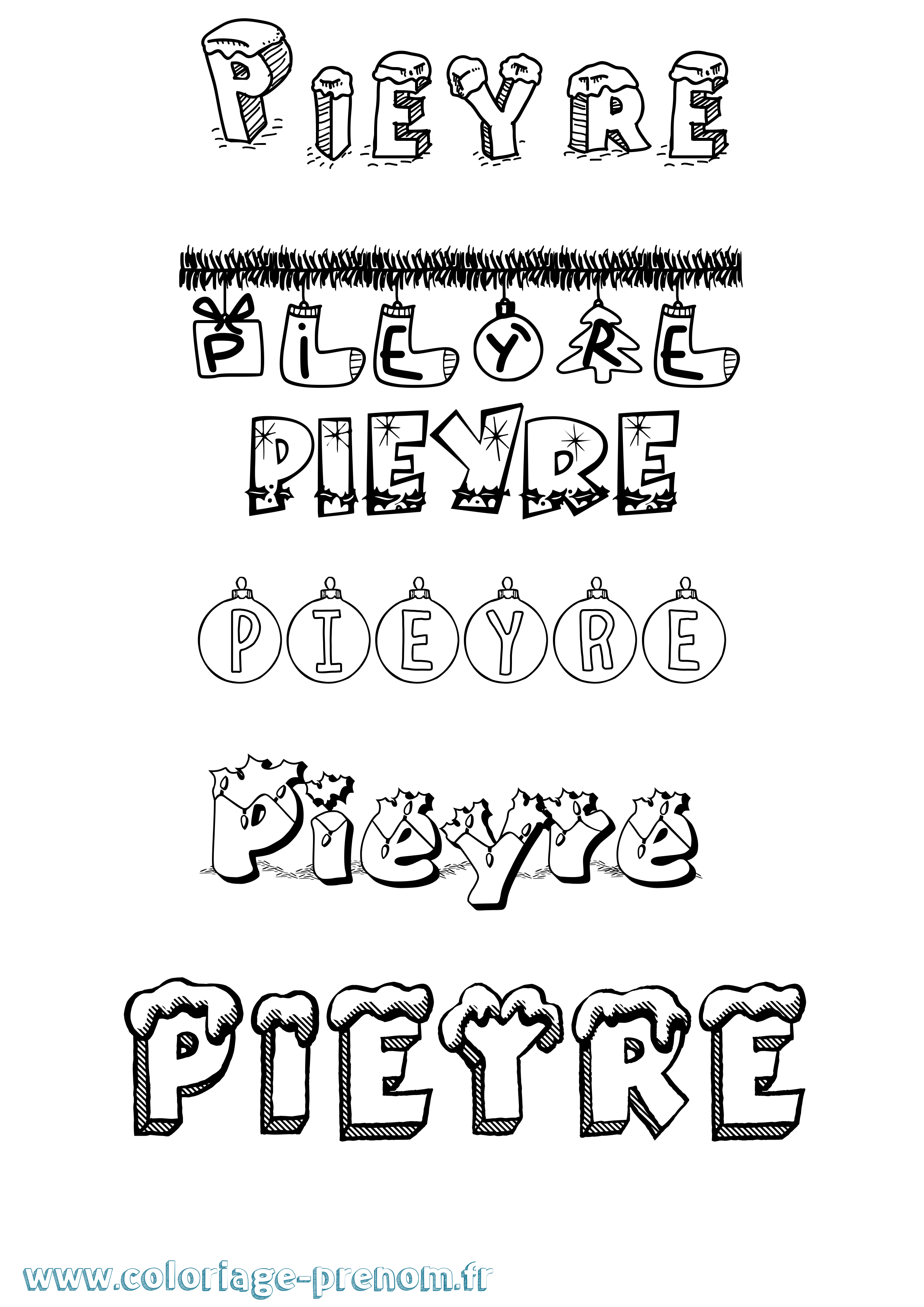 Coloriage Pieyre Noël Coloriage prénom Pieyre Noël