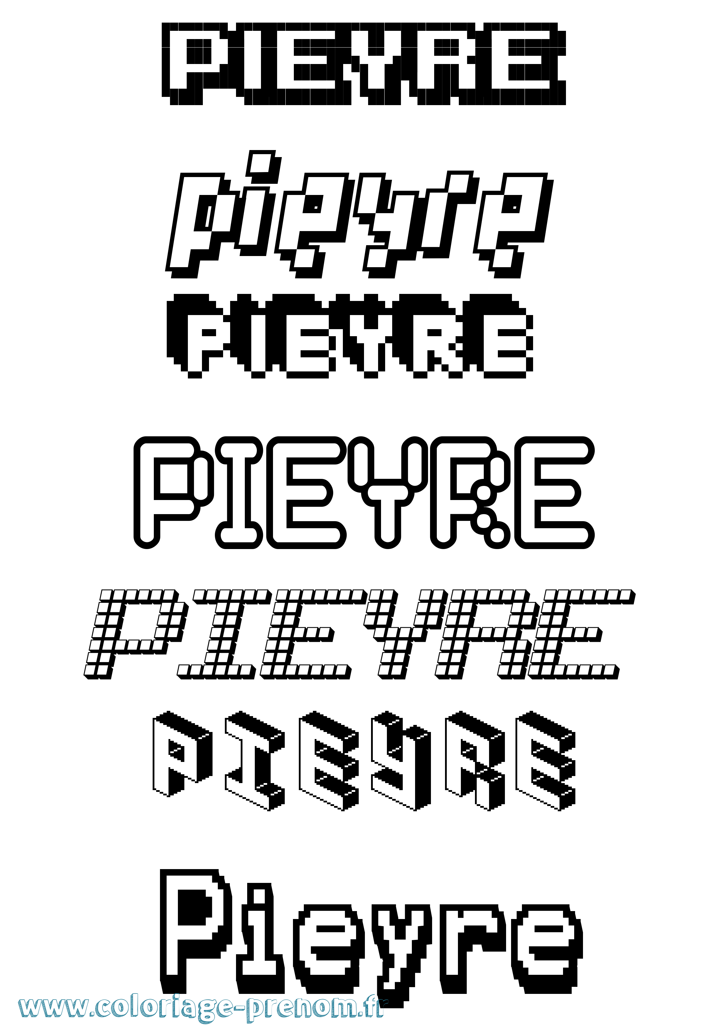 Coloriage Pieyre Pixel Coloriage prénom Pieyre Pixel