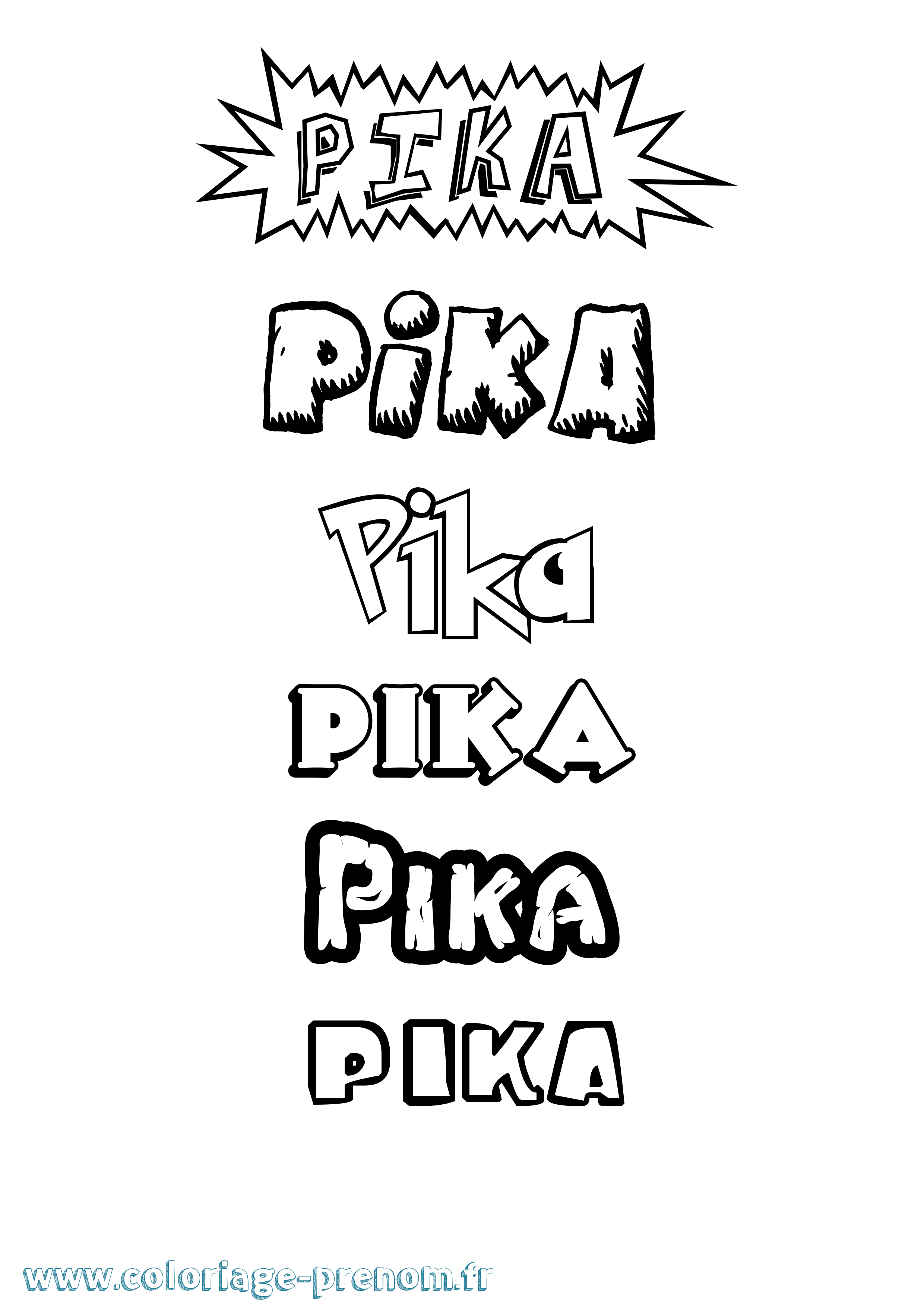 Coloriage Pika Dessin Animé Coloriage prénom Pika Dessin Animé