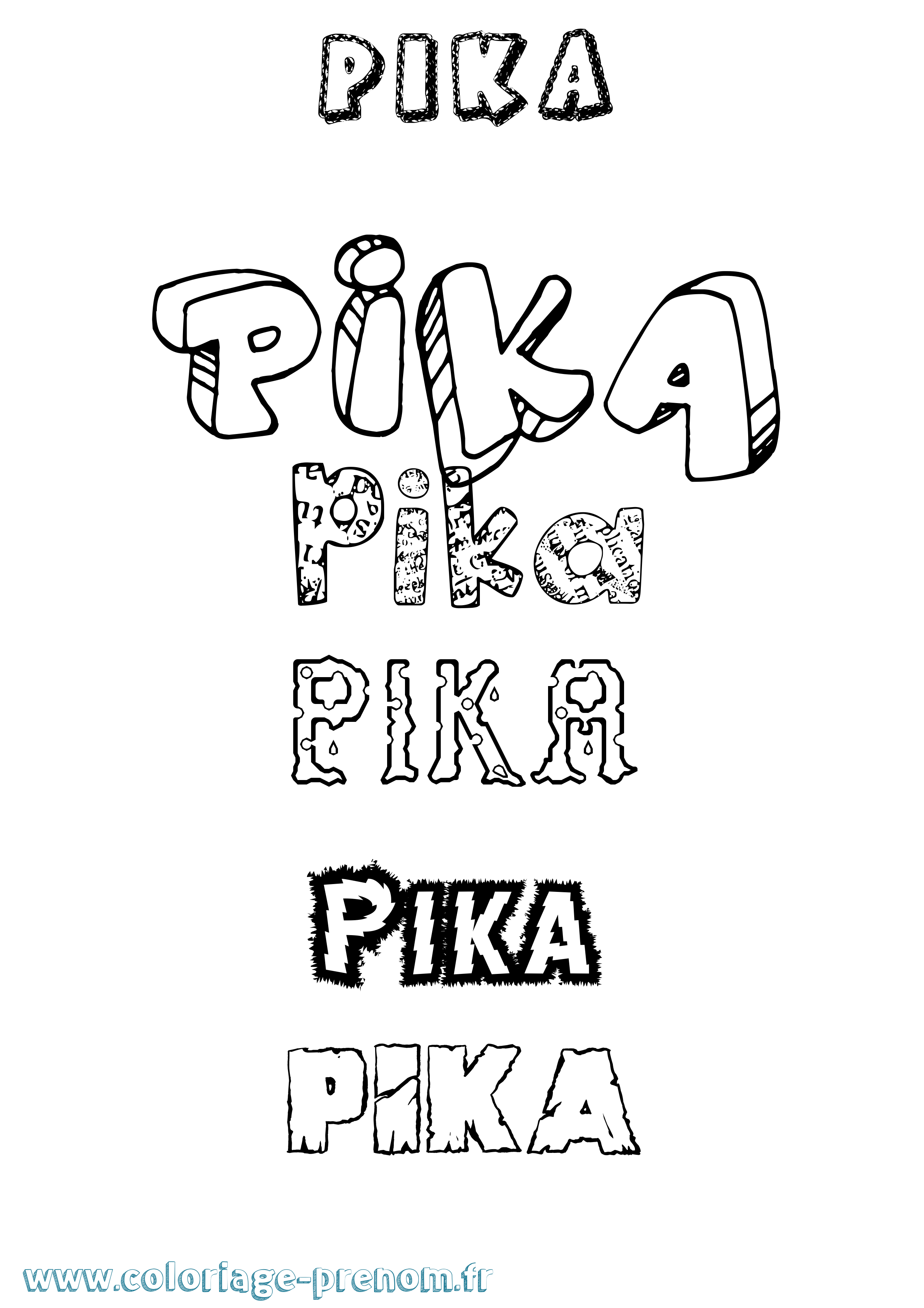 Coloriage Pika Destructuré Coloriage prénom Pika Destructuré