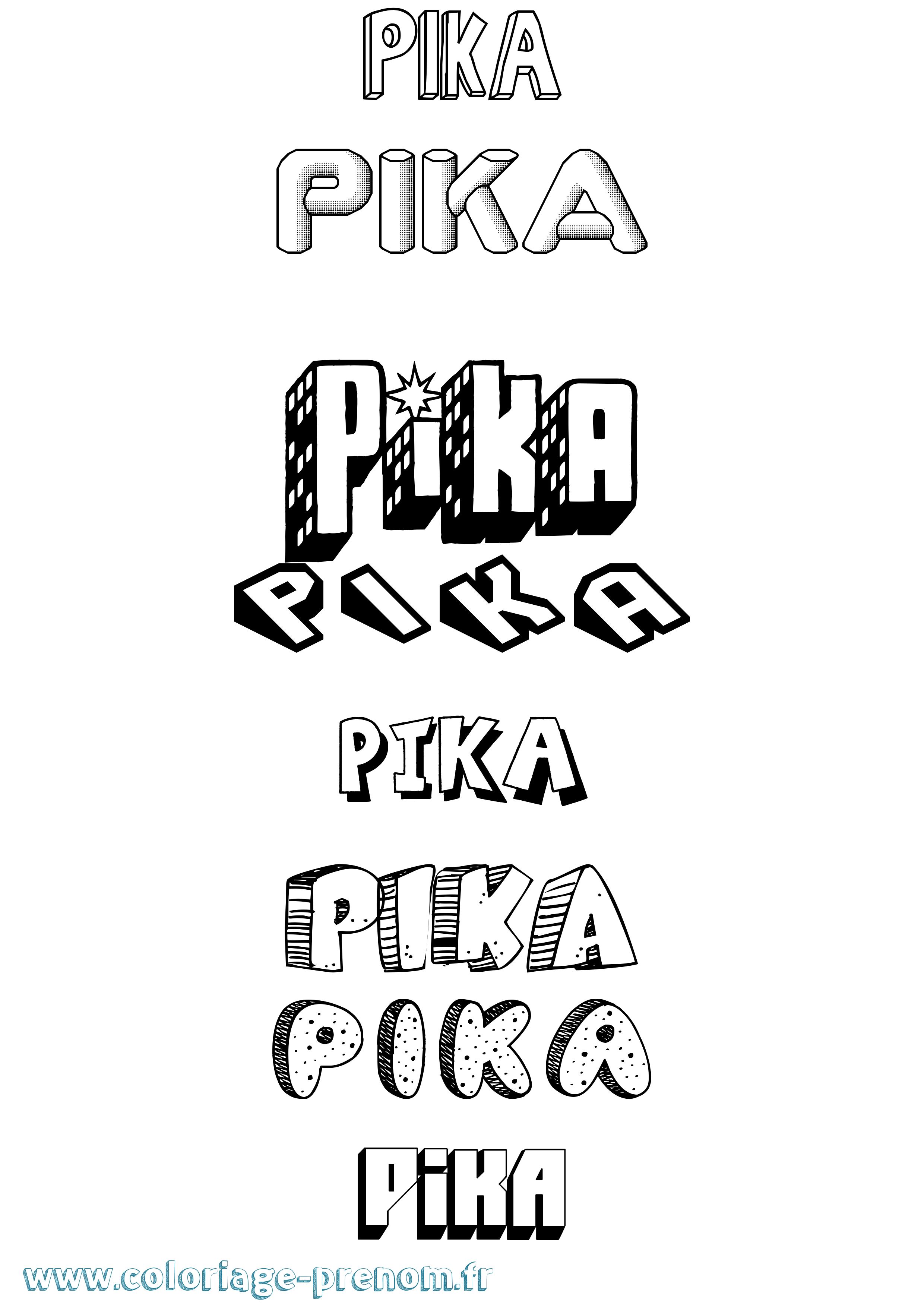 Coloriage Pika Effet 3D Coloriage prénom Pika Effet 3D