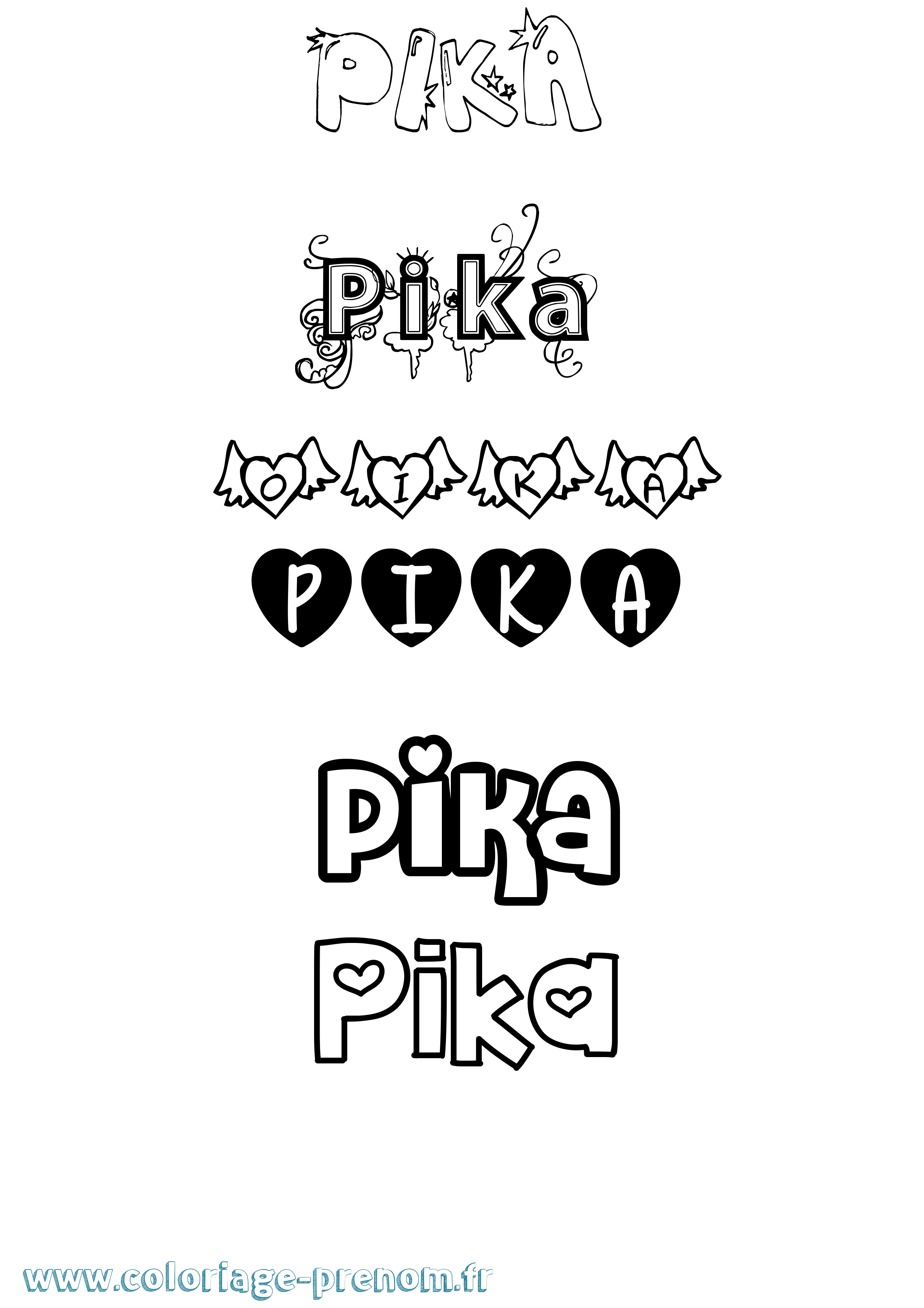 Coloriage Pika Girly Coloriage prénom Pika Girly