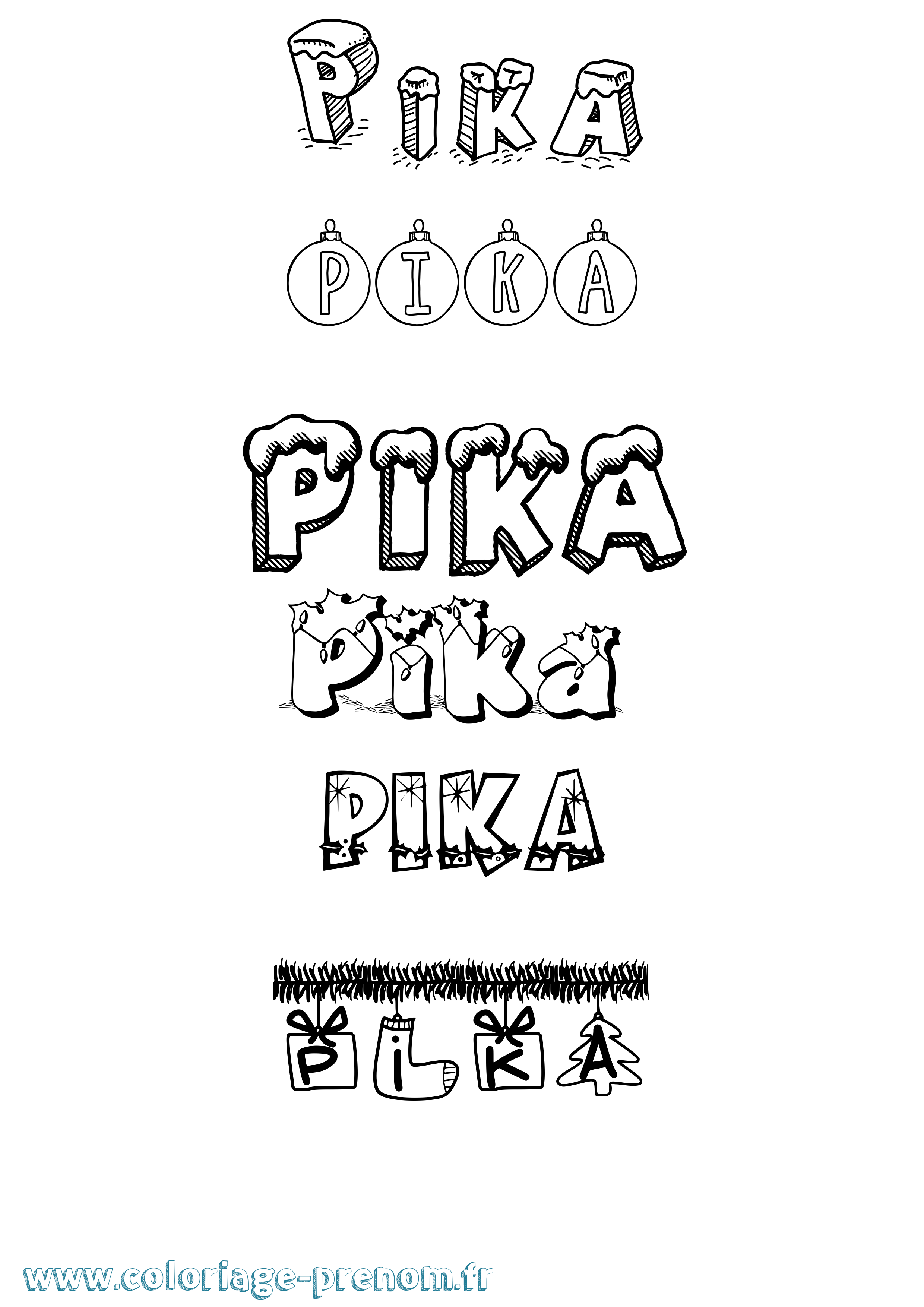 Coloriage Pika Noël Coloriage prénom Pika Noël