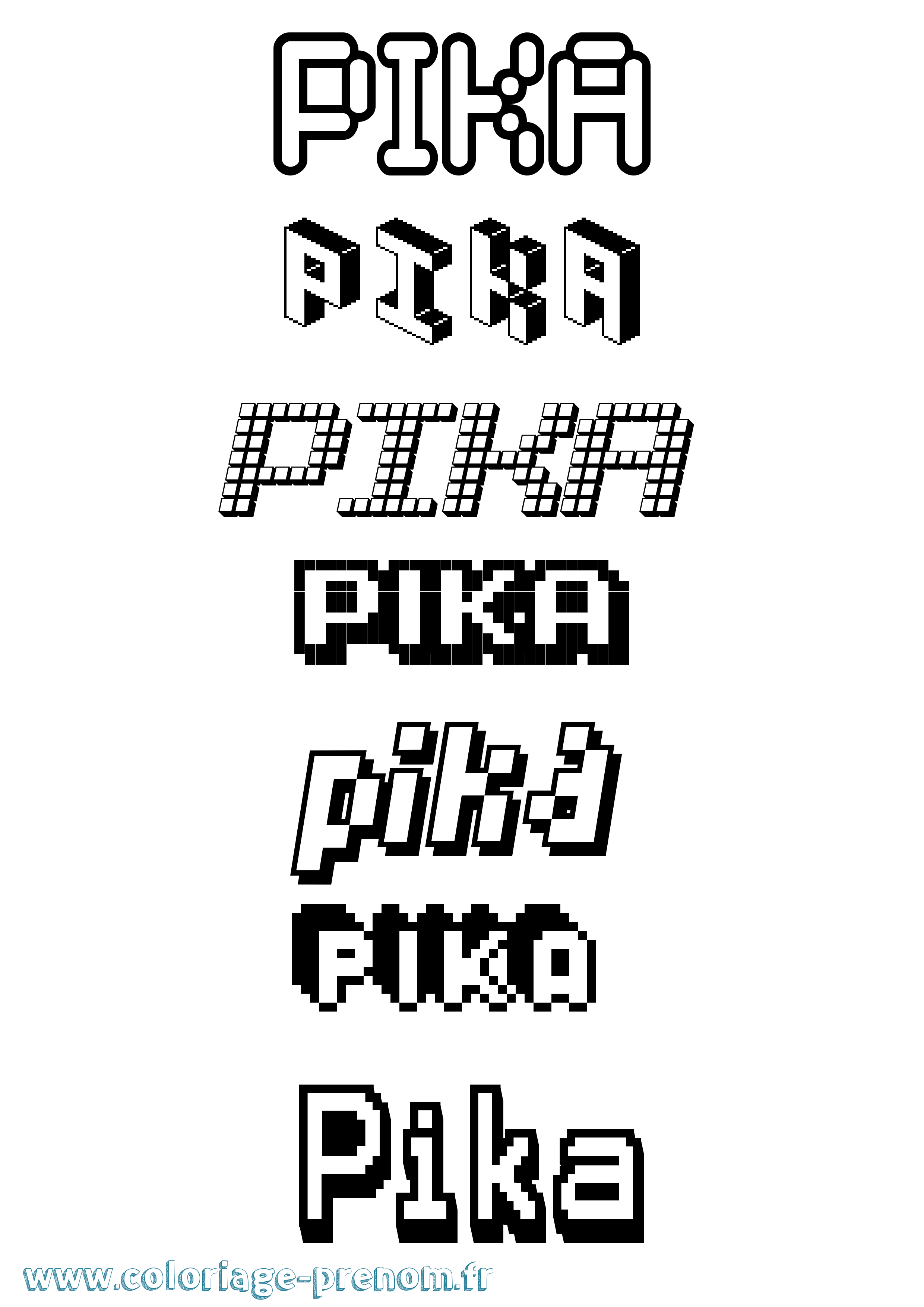 Coloriage Pika Pixel Coloriage prénom Pika Pixel