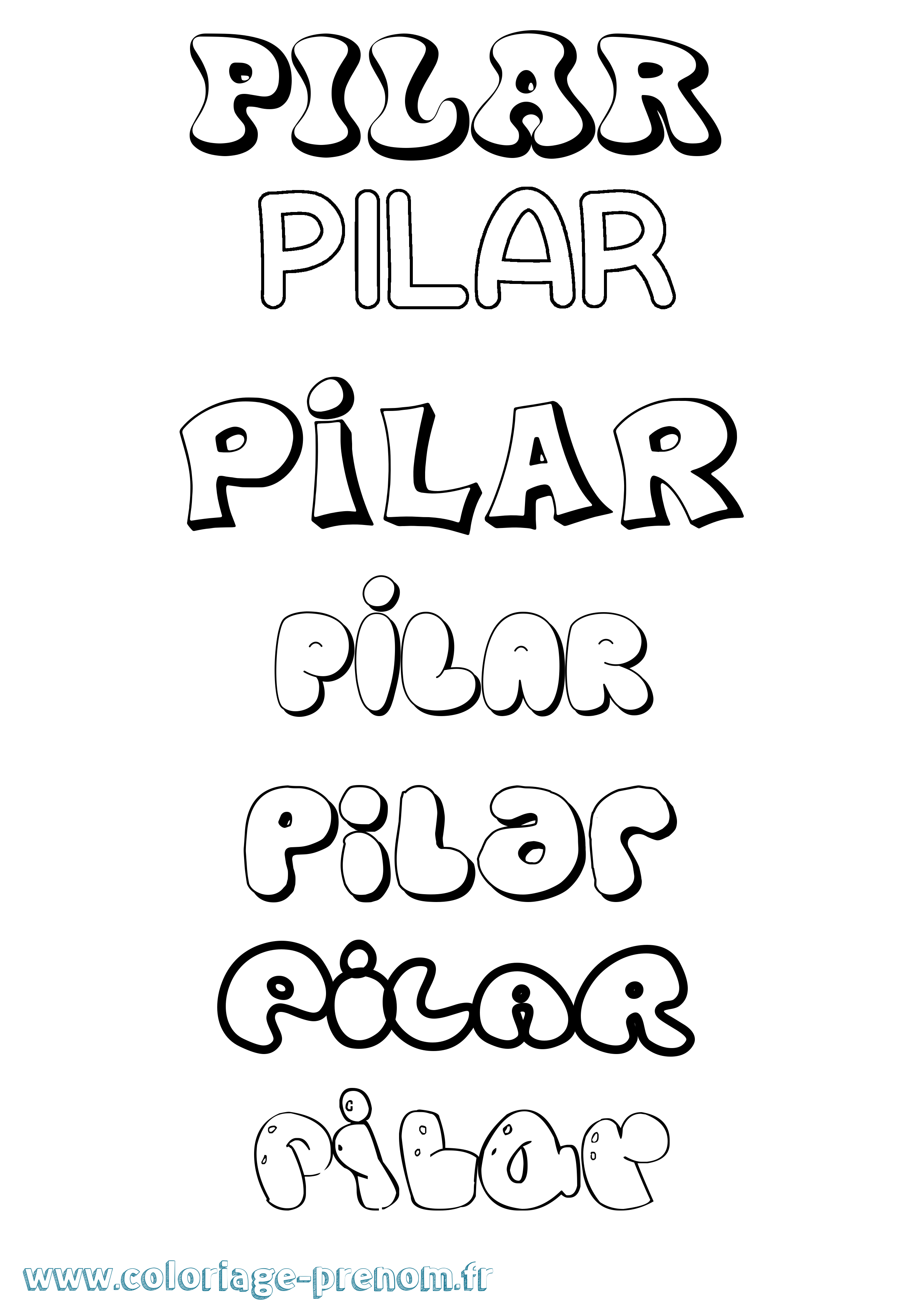 Coloriage Pilar Bubble Coloriage prénom Pilar Bubble