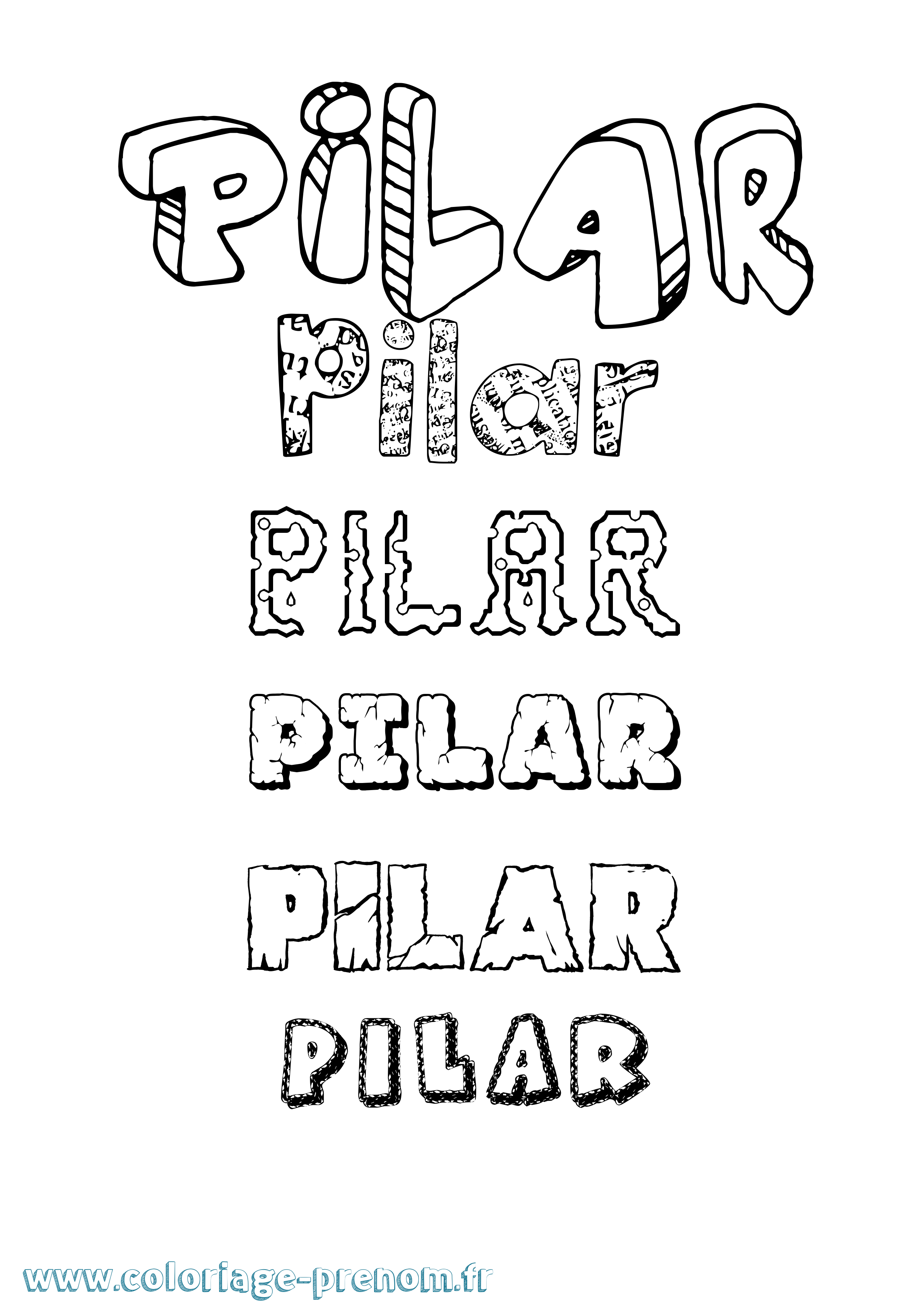 Coloriage Pilar Destructuré Coloriage prénom Pilar Destructuré