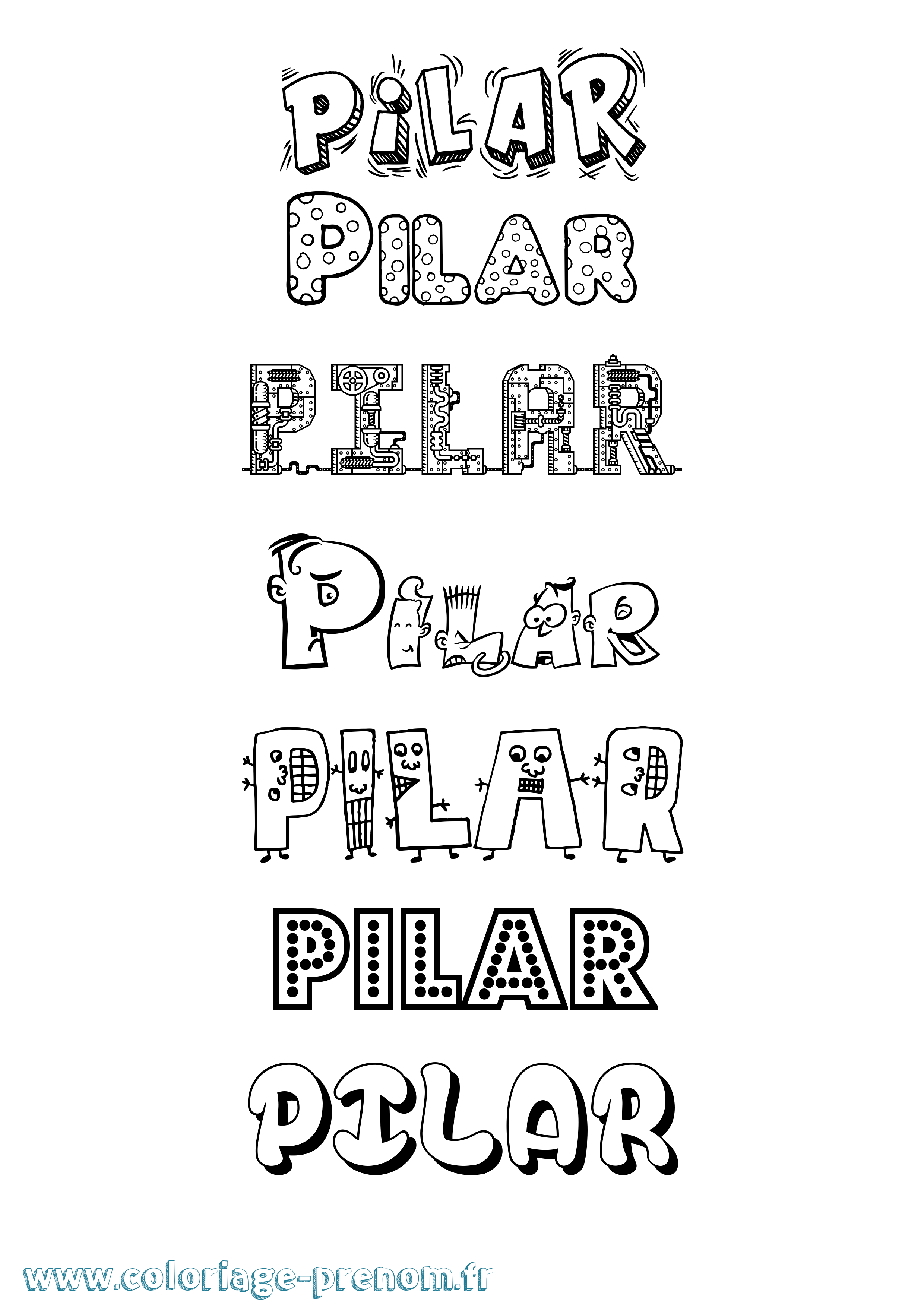 Coloriage Pilar Fun Coloriage prénom Pilar Fun