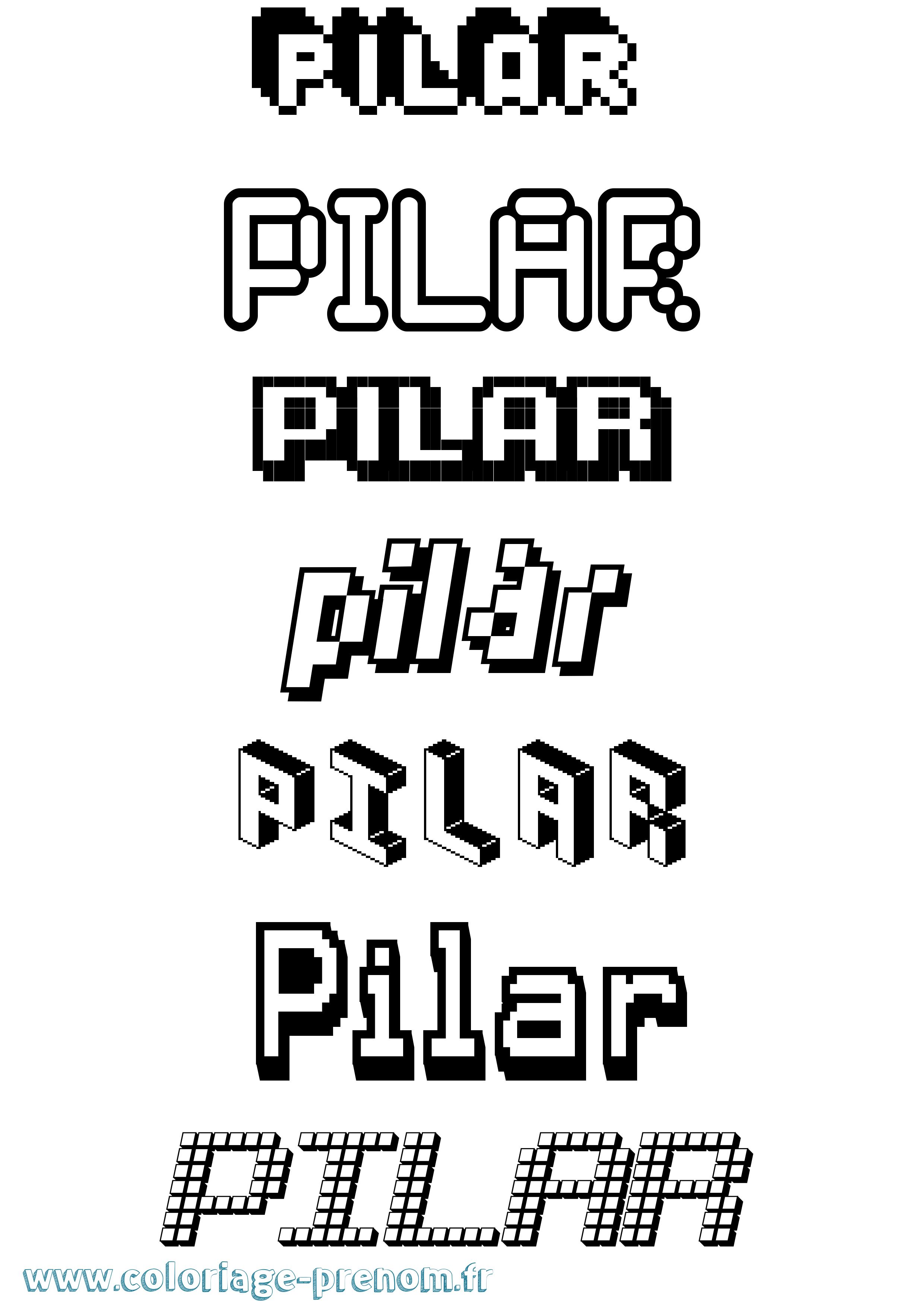 Coloriage Pilar Pixel Coloriage prénom Pilar Pixel
