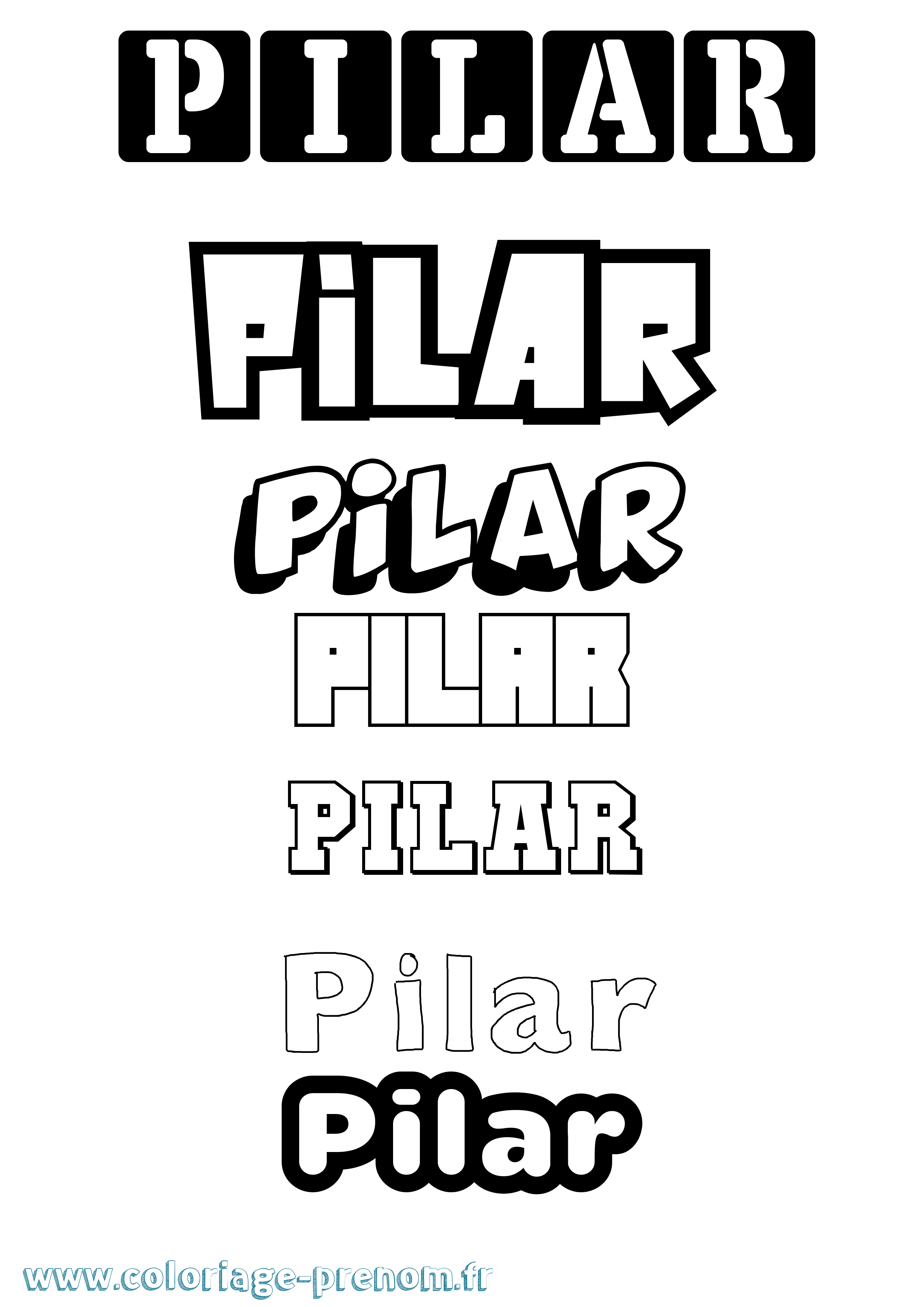 Coloriage Pilar Simple Coloriage prénom Pilar Simple