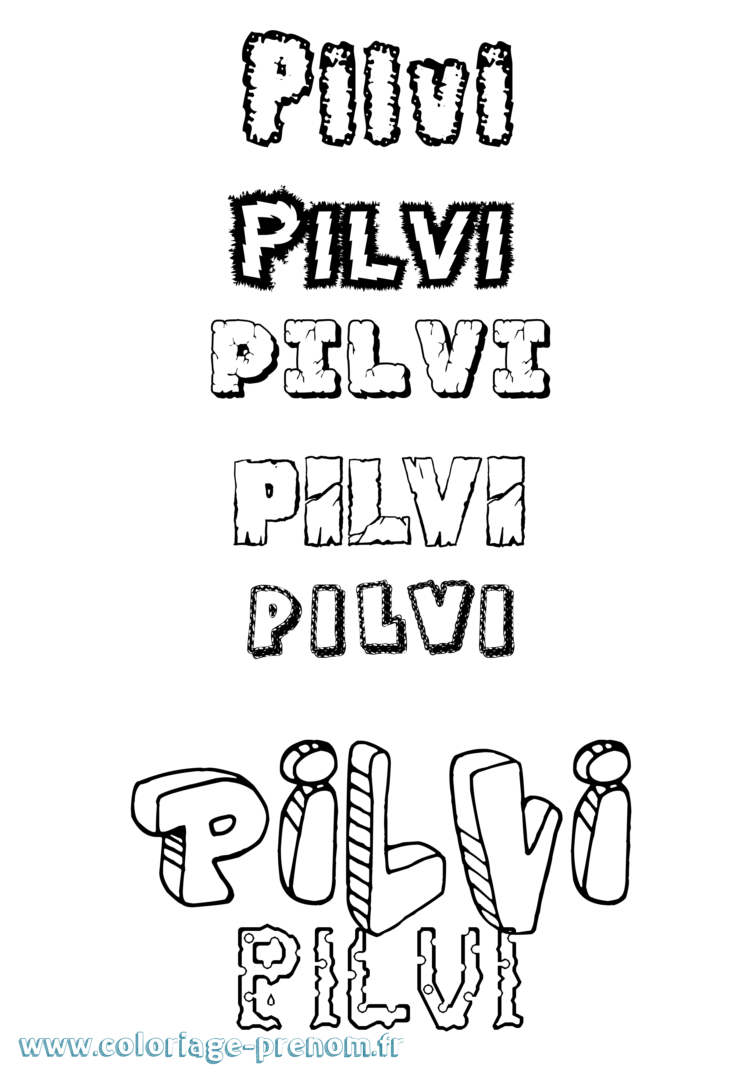 Coloriage Pilvi Destructuré Coloriage prénom Pilvi Destructuré